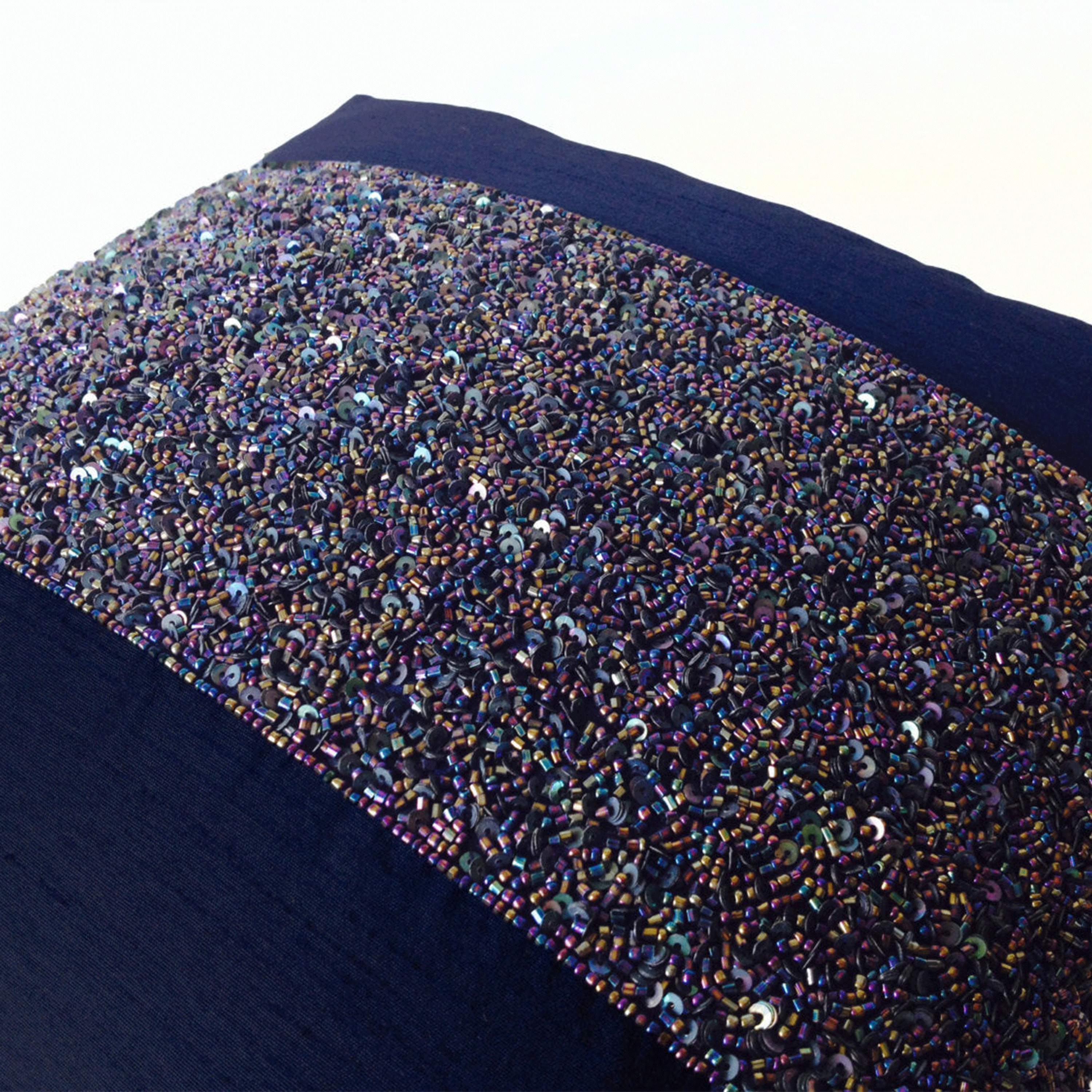 Navy Blue Beaded Sequin Pillows, Navy Silk Metallic Pillow Cover, Sparkle Pillow Gift