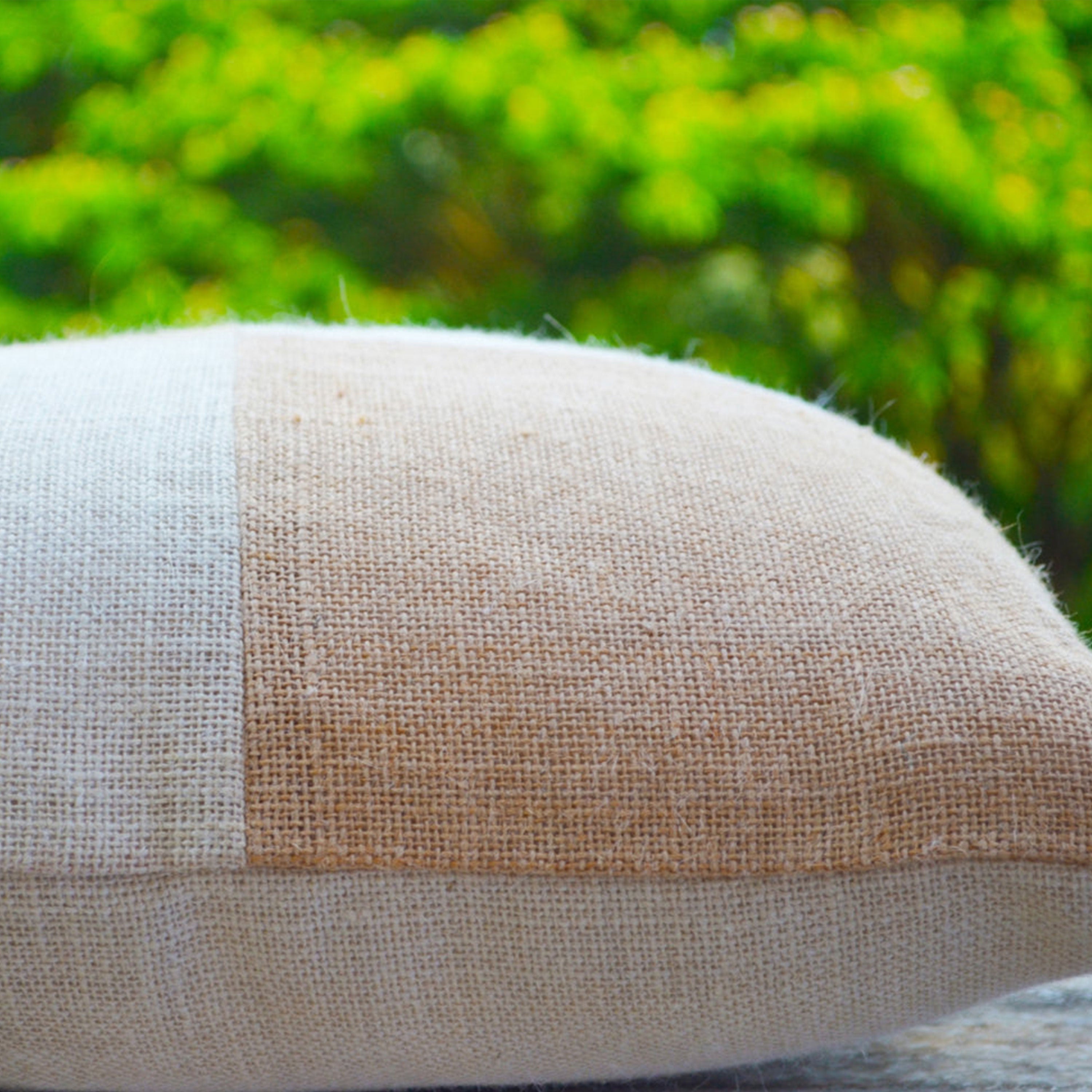 Burlap Pillow Beige Ivory Colorblock Decorative Cushion Cover For Modern Decor