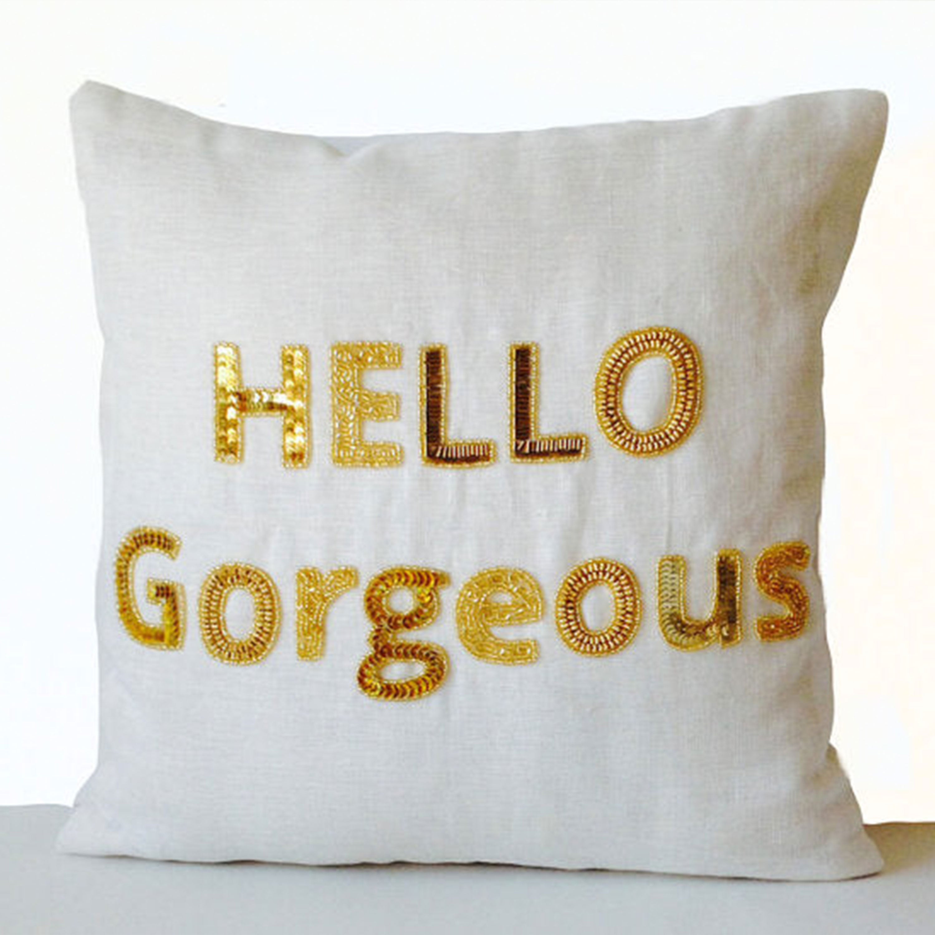 Ivory Hello Gorgeous Throw Pillow