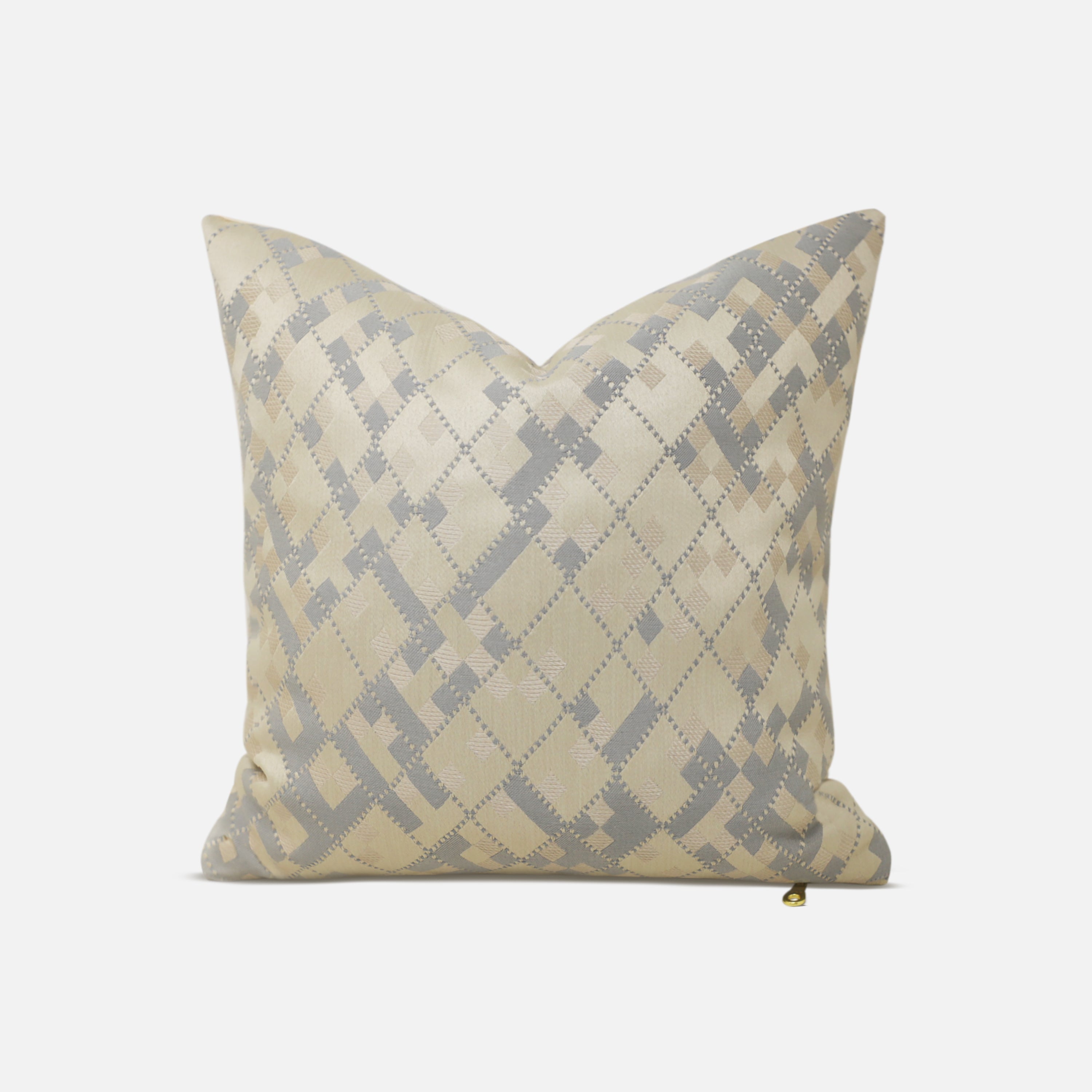 Woven Stories Collection - Beige Geometric Throw Pillow