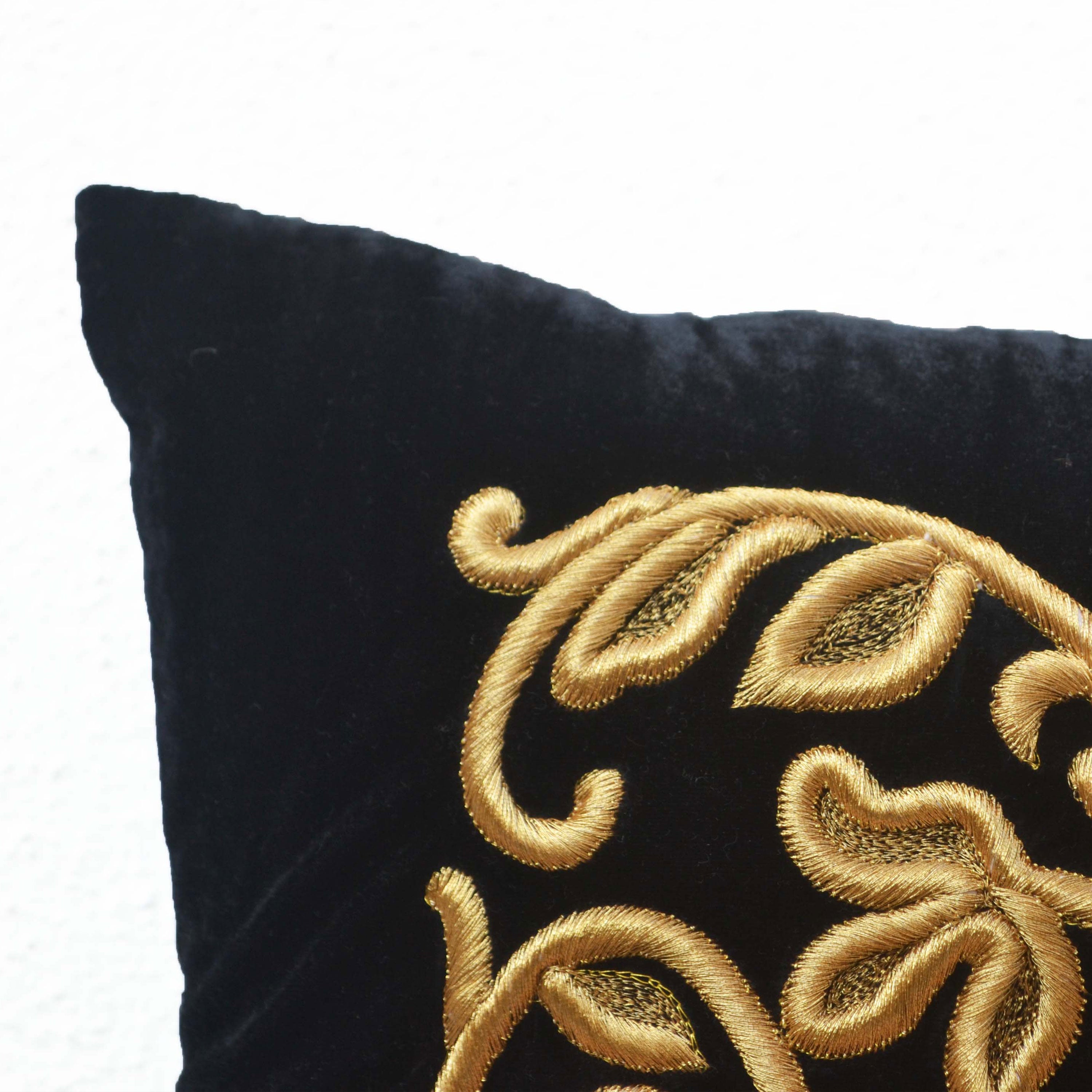 French Embroidery Pillow Cover, Black Velvet Pillow Case