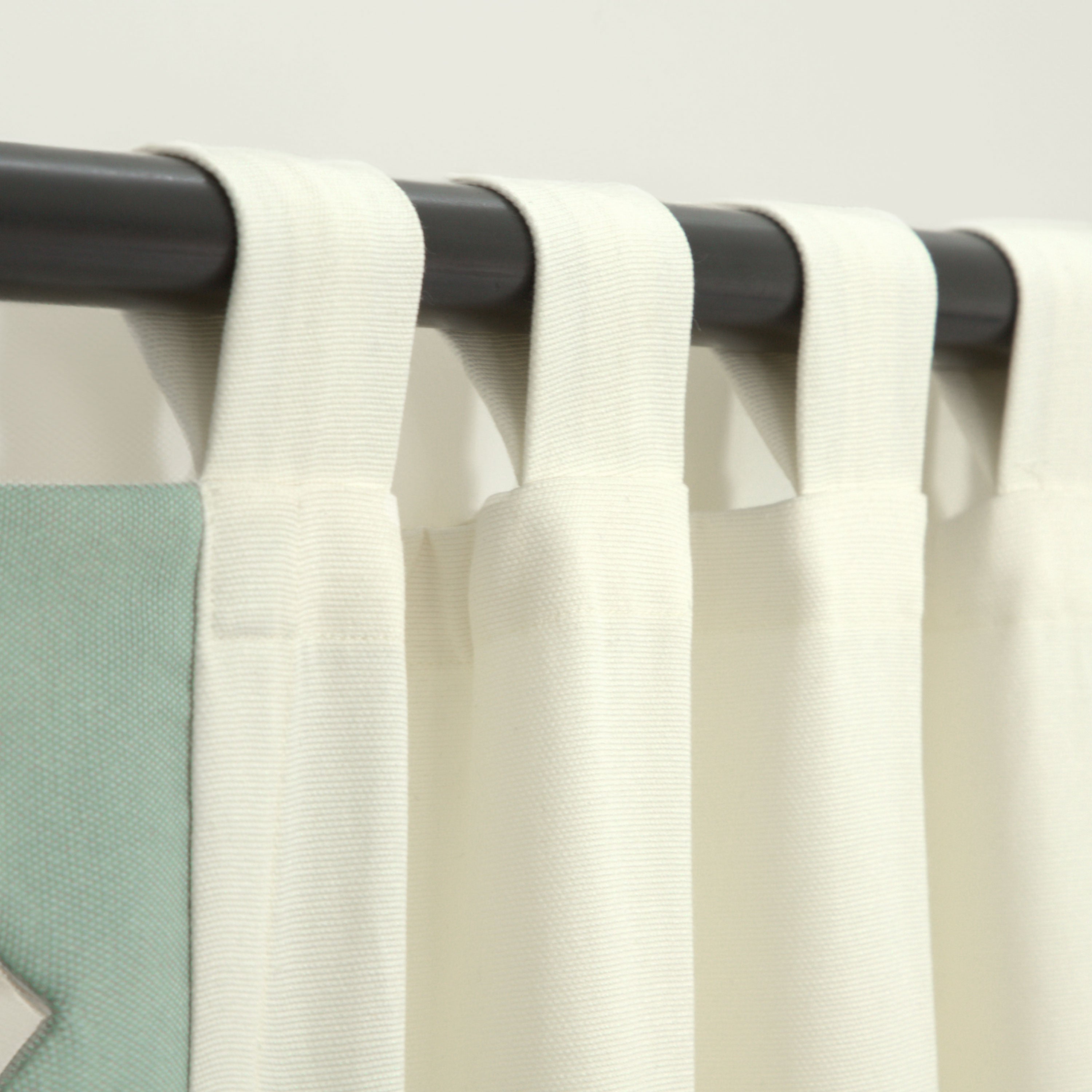 Ivory Curtain With Green Scallops