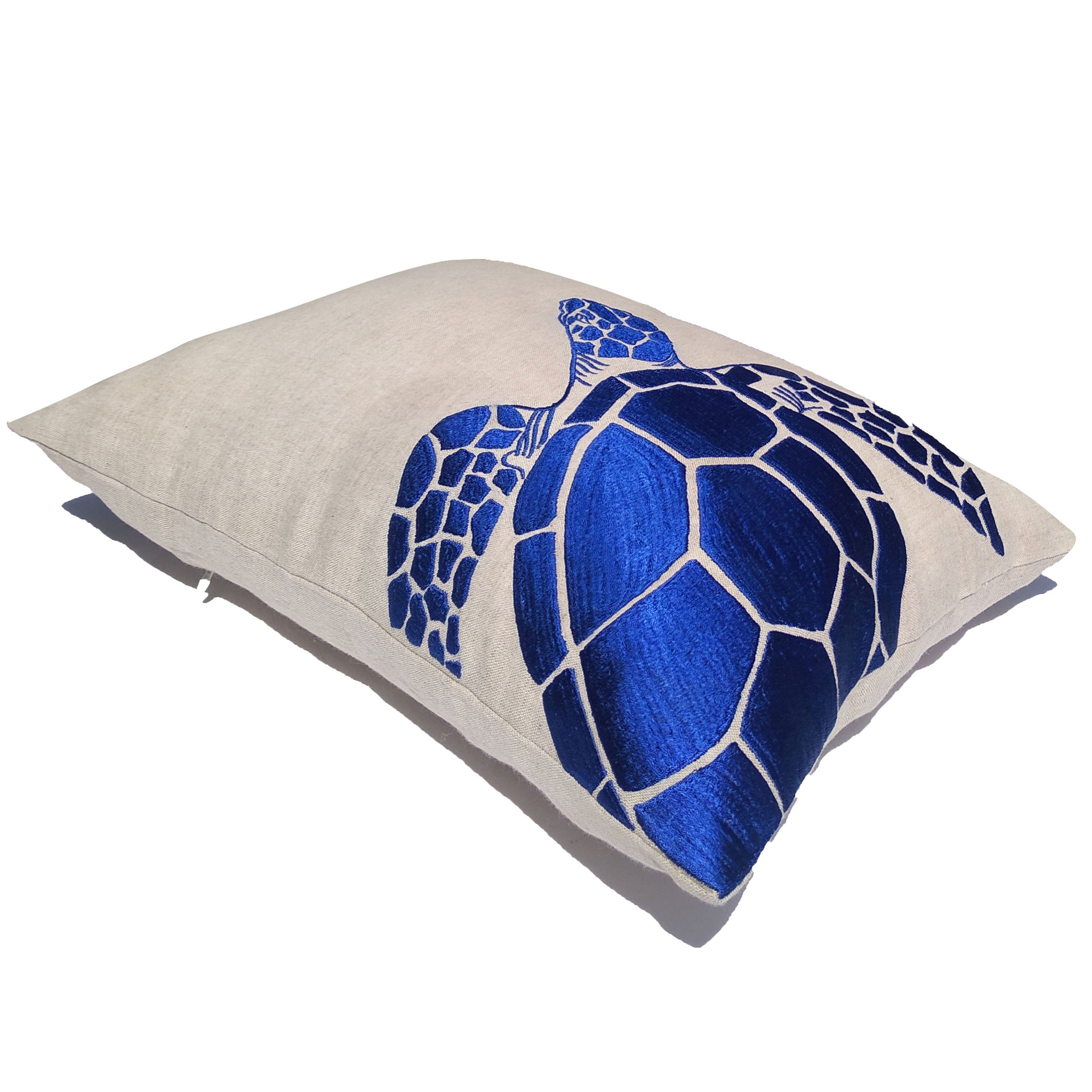 Blue Turtle Throw Pillow