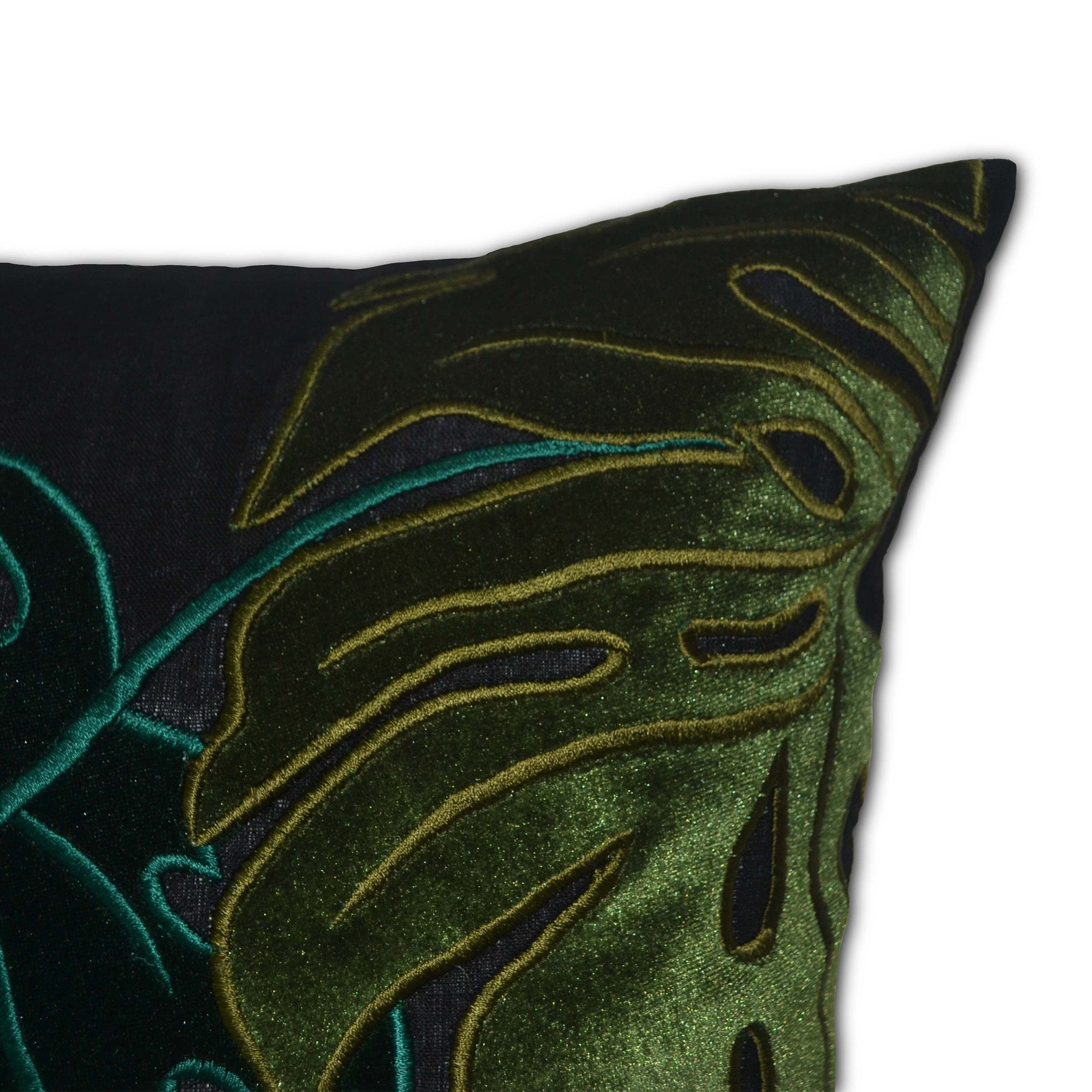 Tropical leaves Pillow Cover, Monstera Leaves Pillow Cover, Linen Pillowcase, Velvet Pillow