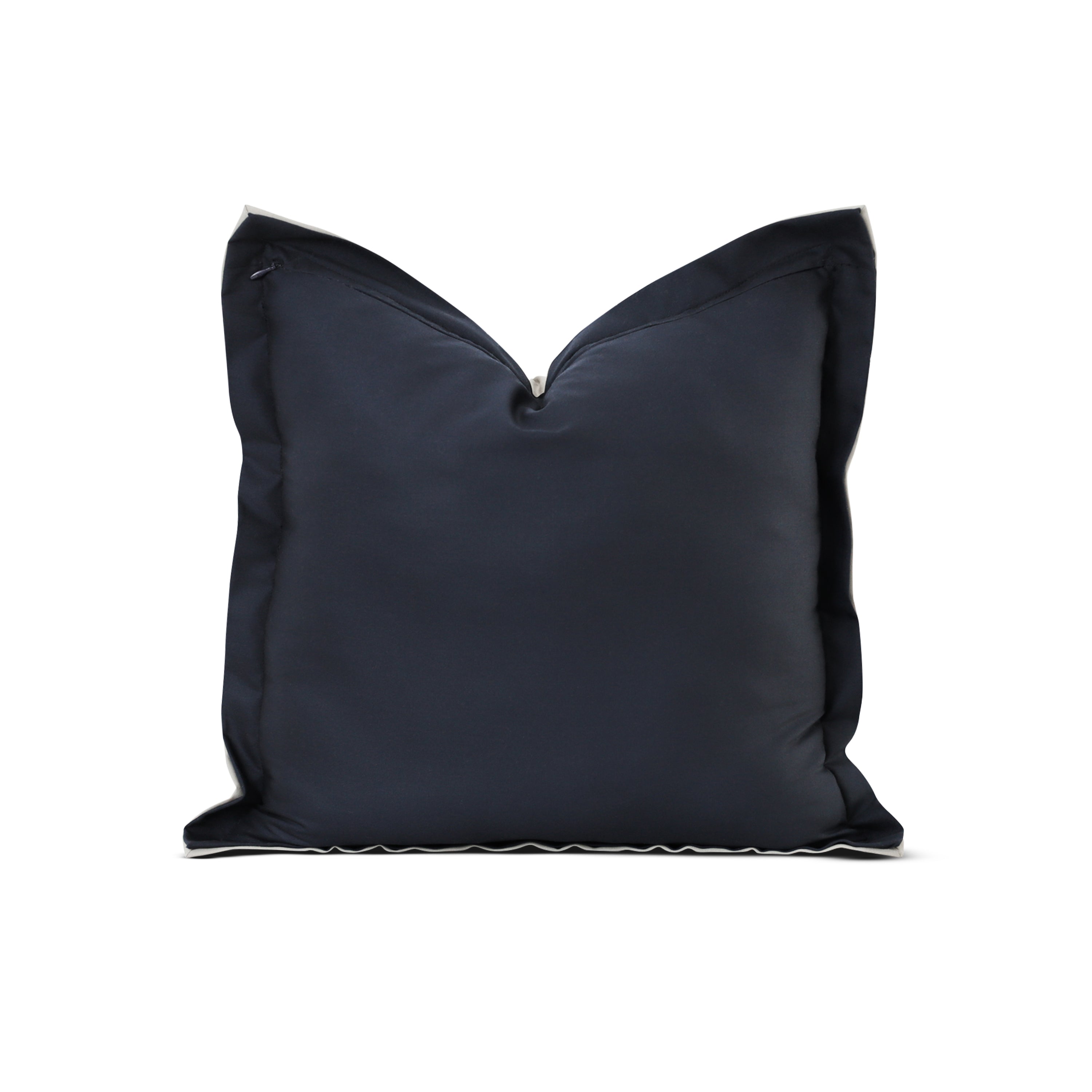 Navy Grey Double Flange Pillow Cover