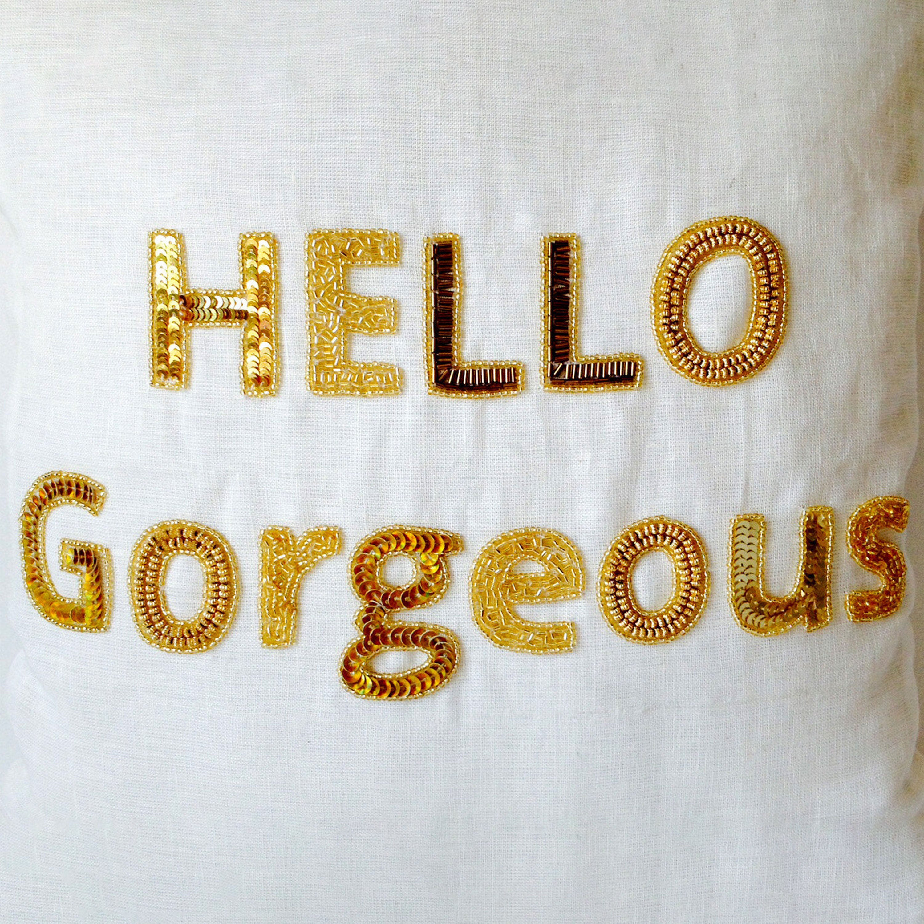 Ivory Hello Gorgeous Throw Pillow