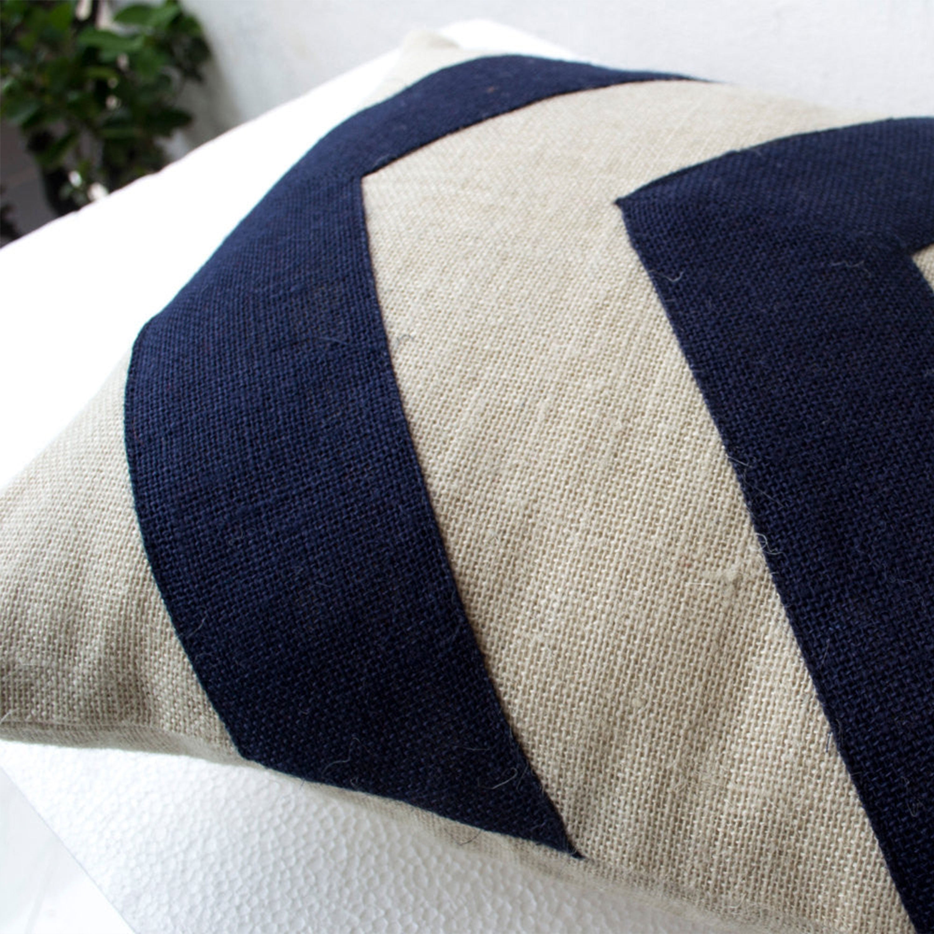 Minimalist Geometric Decorative Throw Pillow Case Black Ivory Burlap Cushion Cover In Canopy Appliqued Trendy Decor