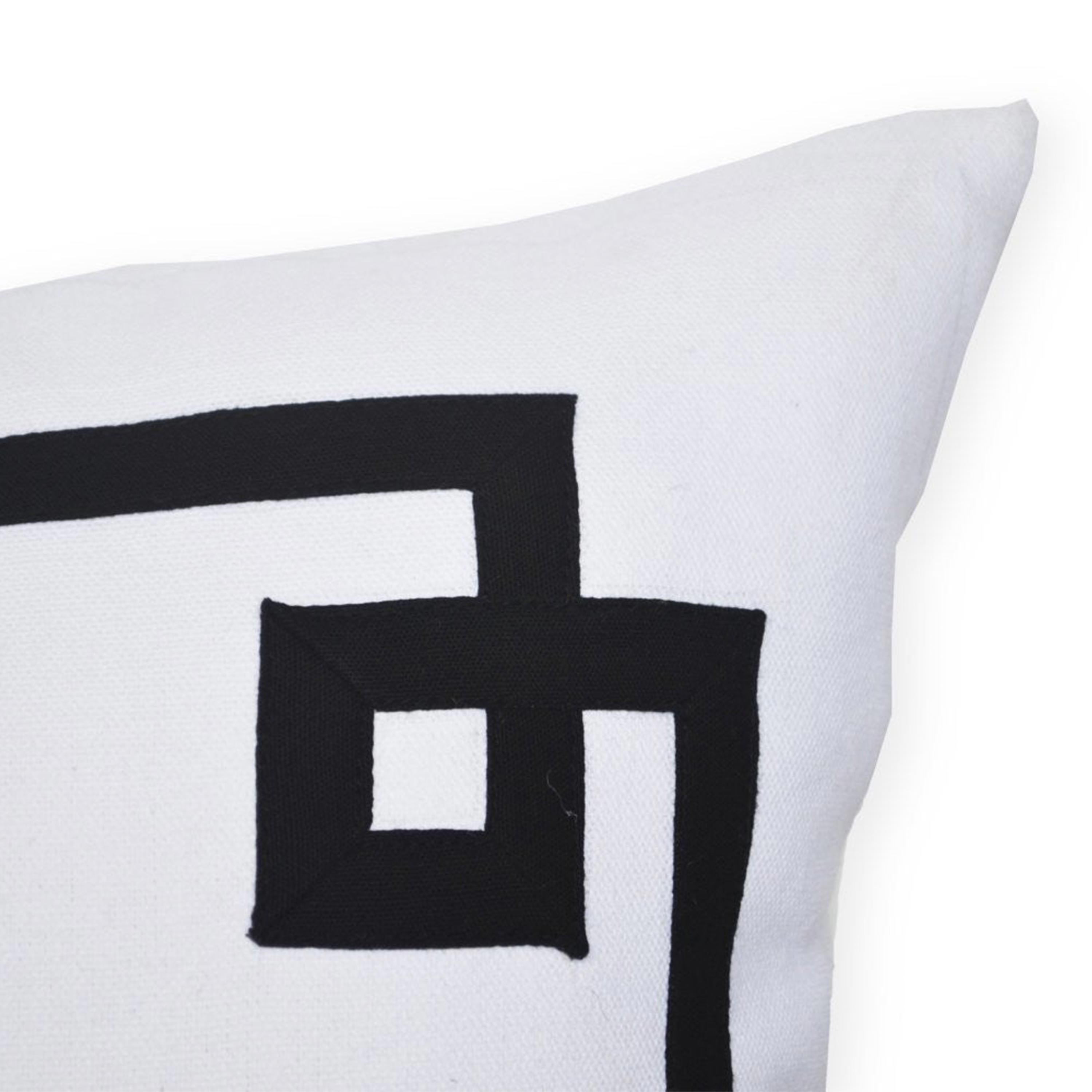 White And Navy Greek Key Cotton Decorative Throw Pillow Cover