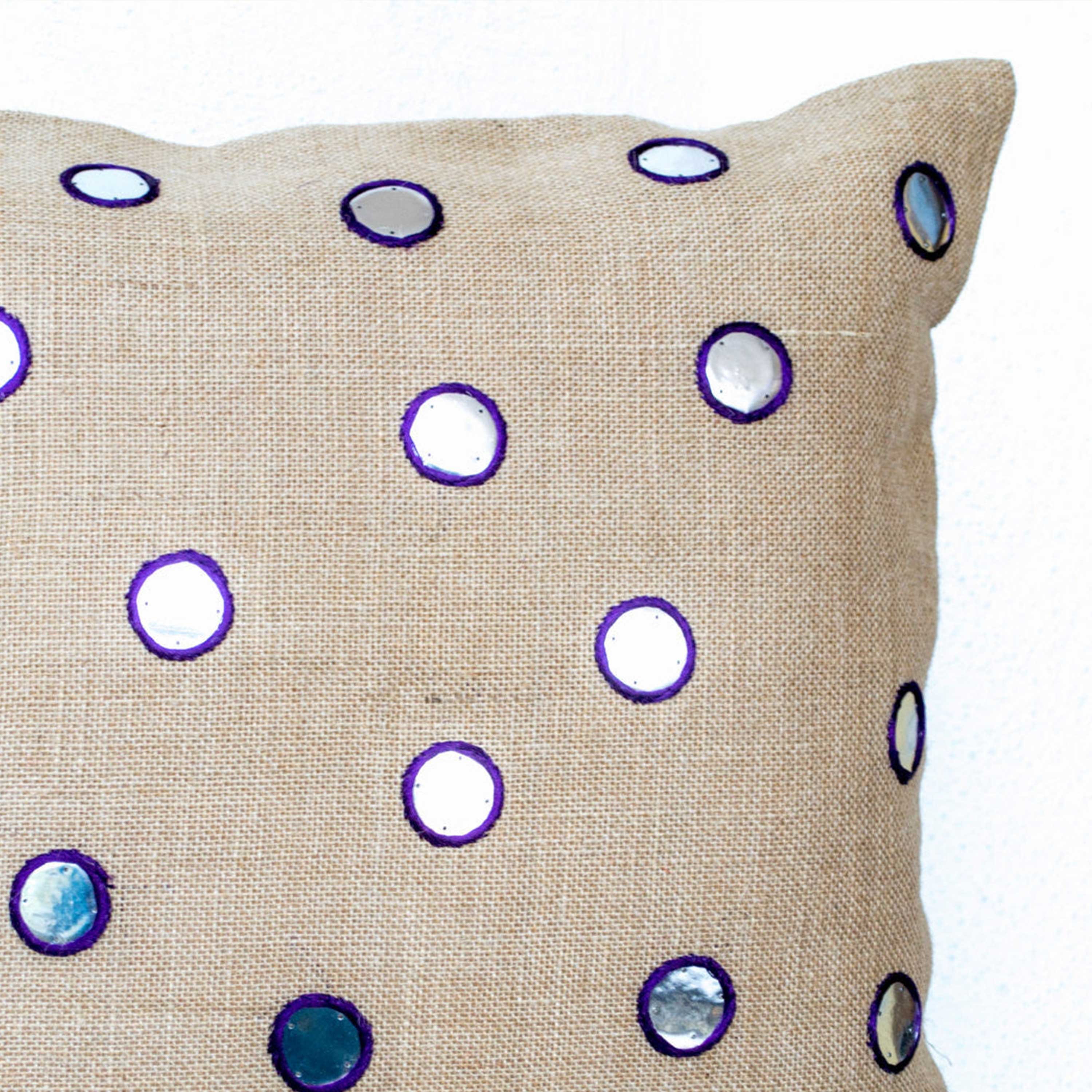 Sheesha (Mirror) Pillow Cover, Large Hand Embroidered Reflective Sequins Decorative Cushion