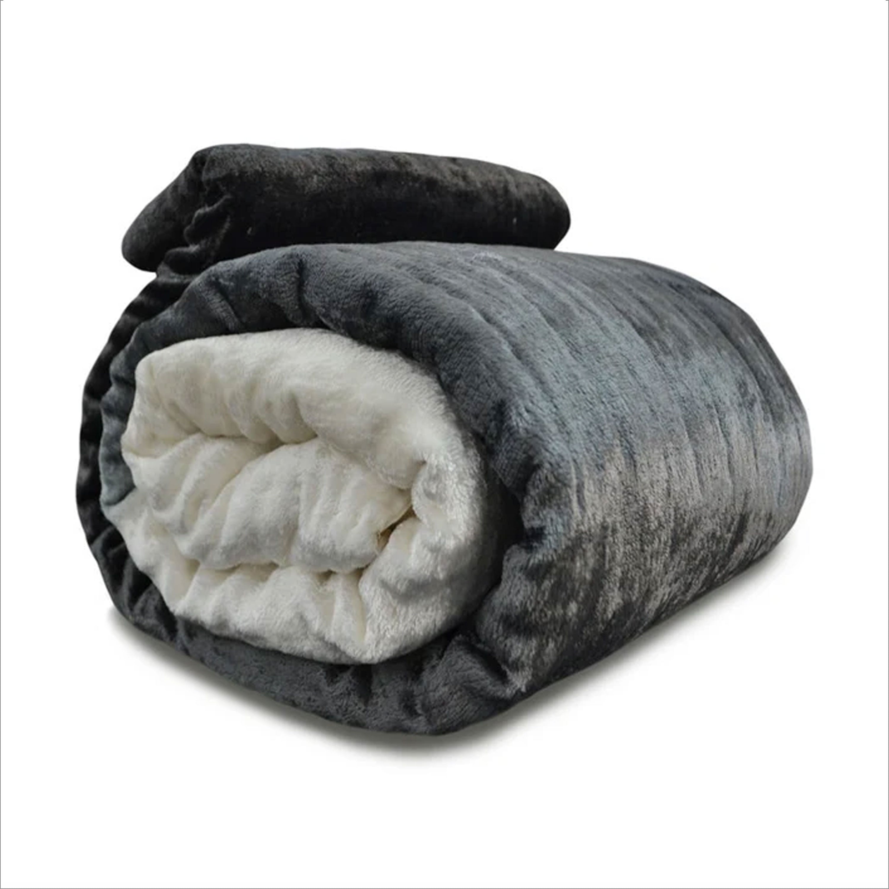 "Handcrafted ombre black velvet quilt with cotton batting, reversible to off-white, perfect for beds or couches year-round."