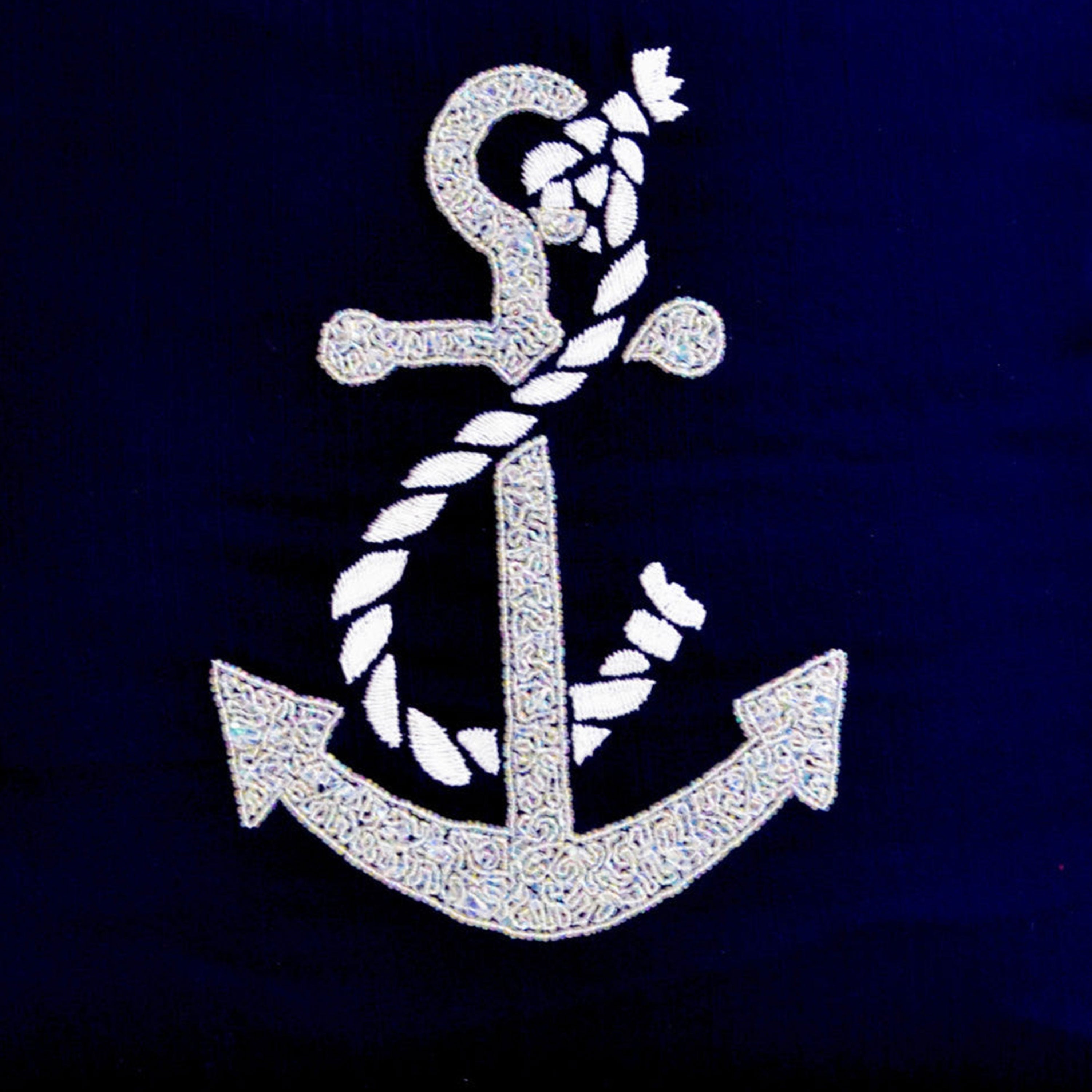 Nautical throw pillows- Beach throw pillows -Anchor throw pillows- Embroidered Pillow -16X16- Modern couch pillows- Gift Pillow- Navy pillow