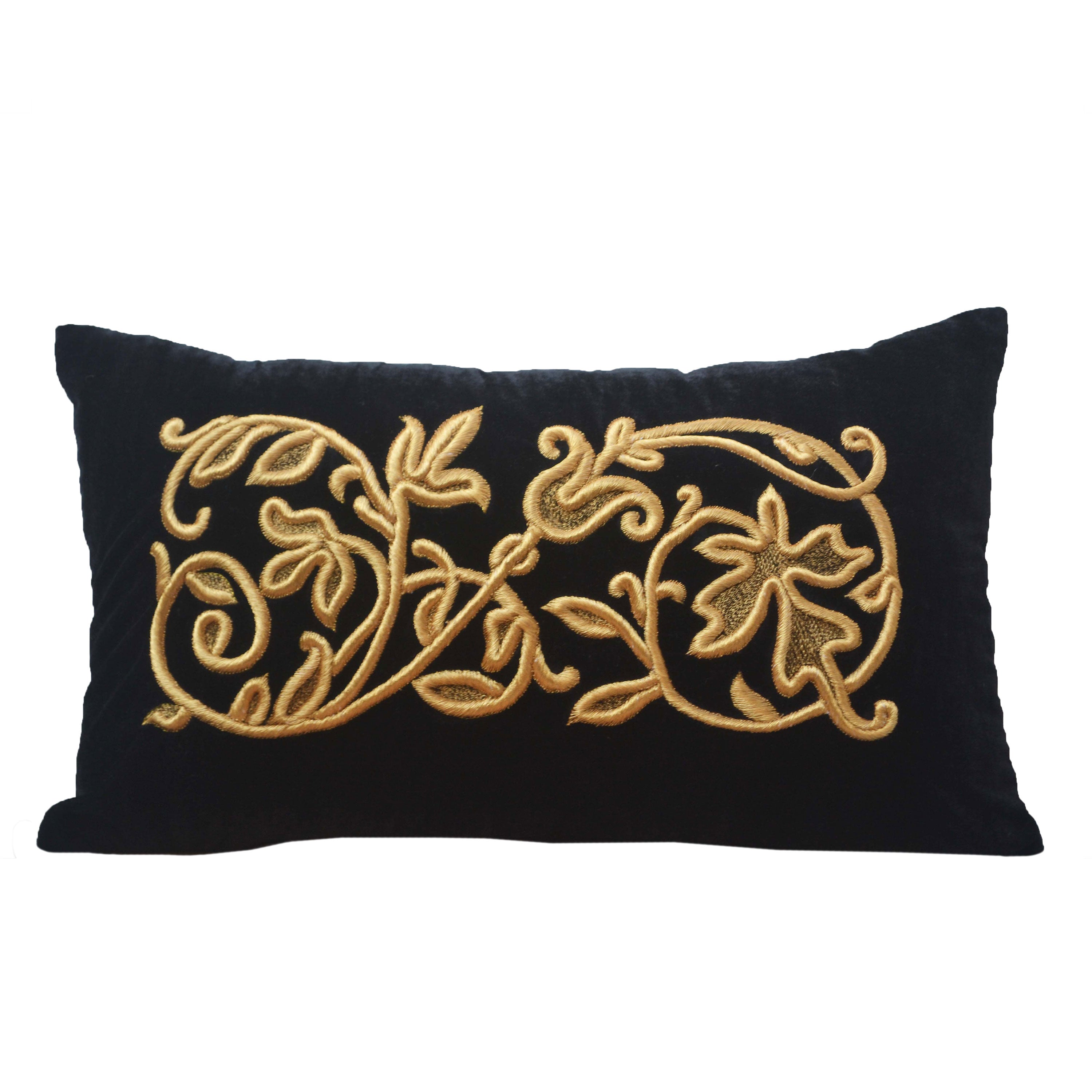 French Embroidery Pillow Cover, Black Velvet Pillow Case