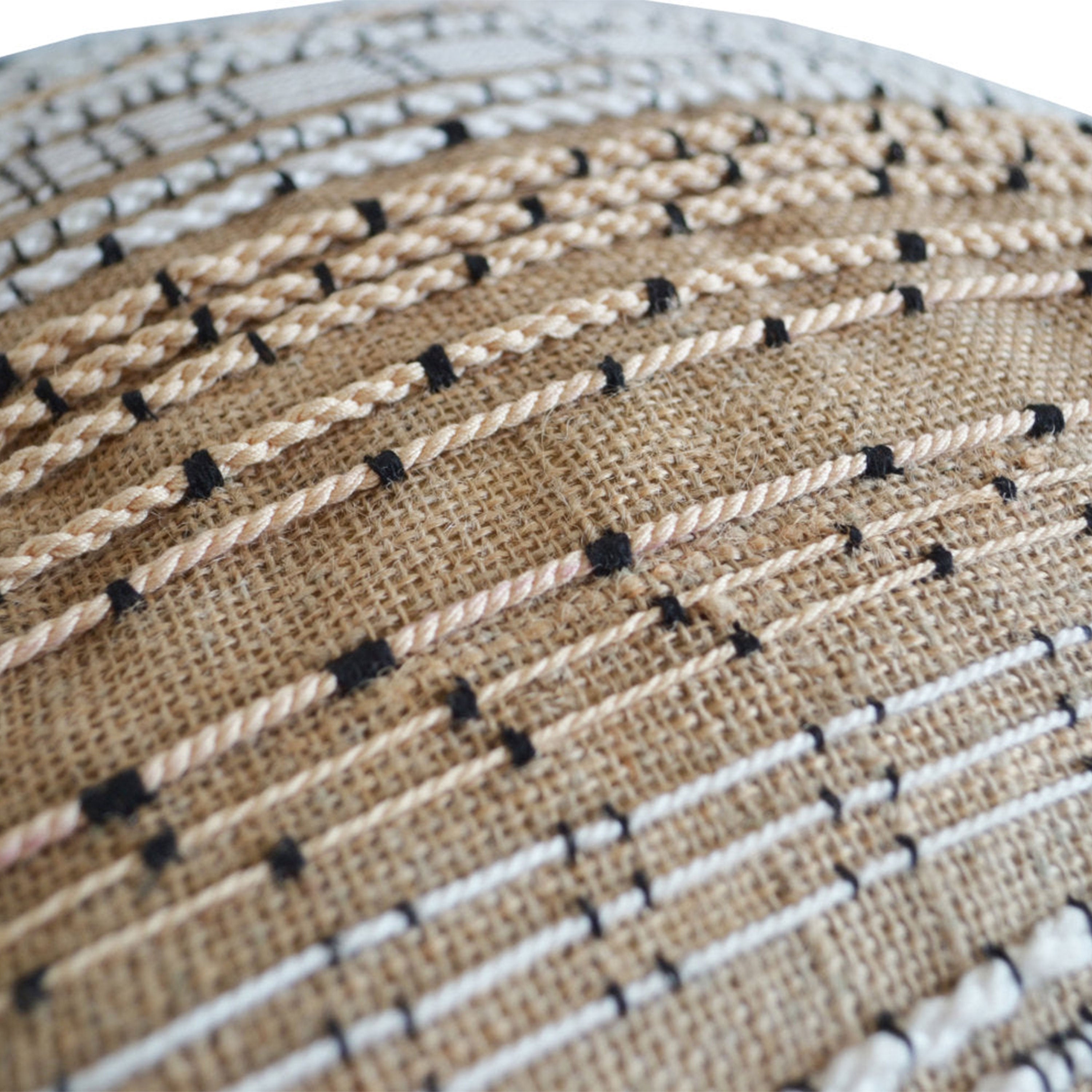 Woven Textured Throw Pillow Cover in Natural Burlap