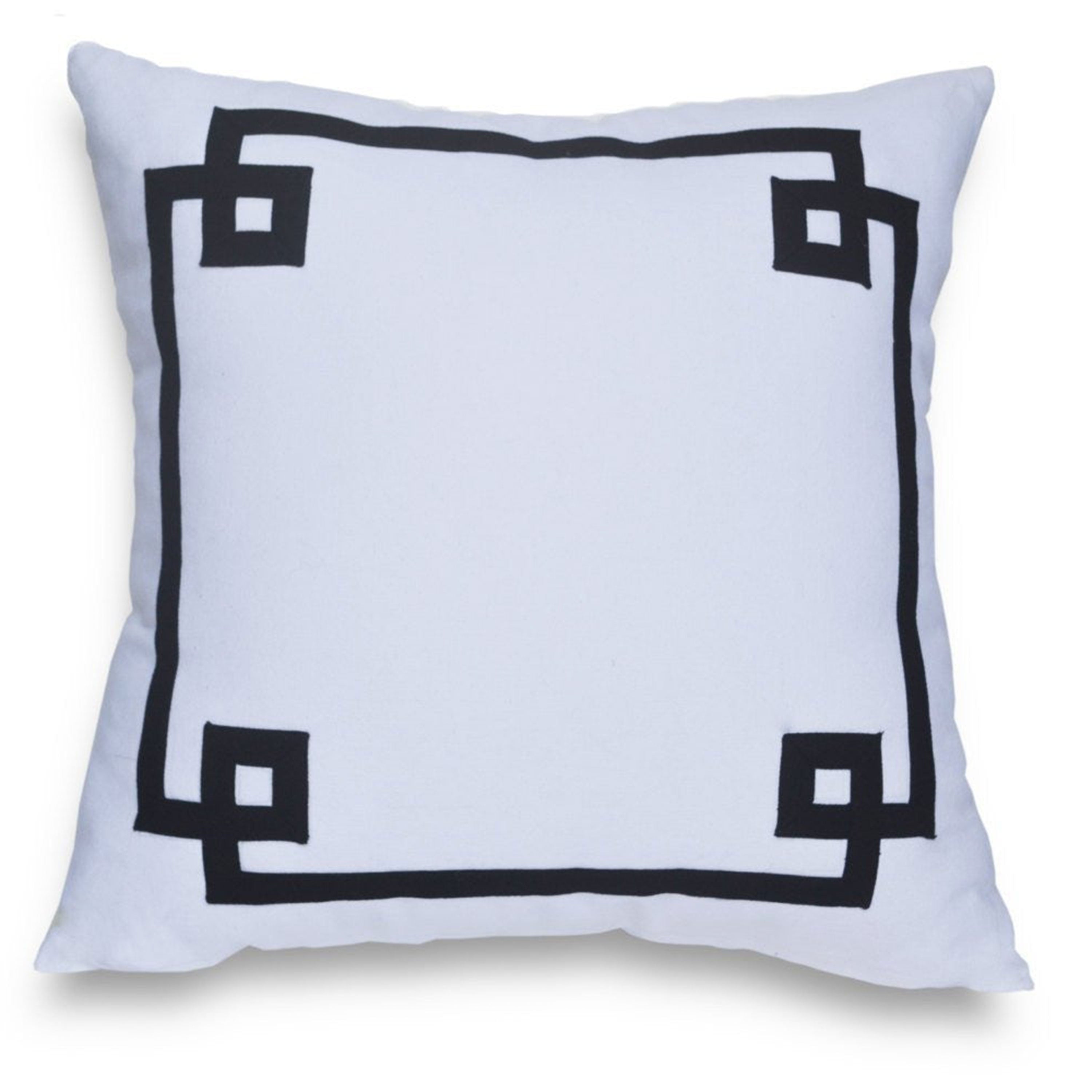 White And Navy Greek Key Cotton Decorative Throw Pillow Cover
