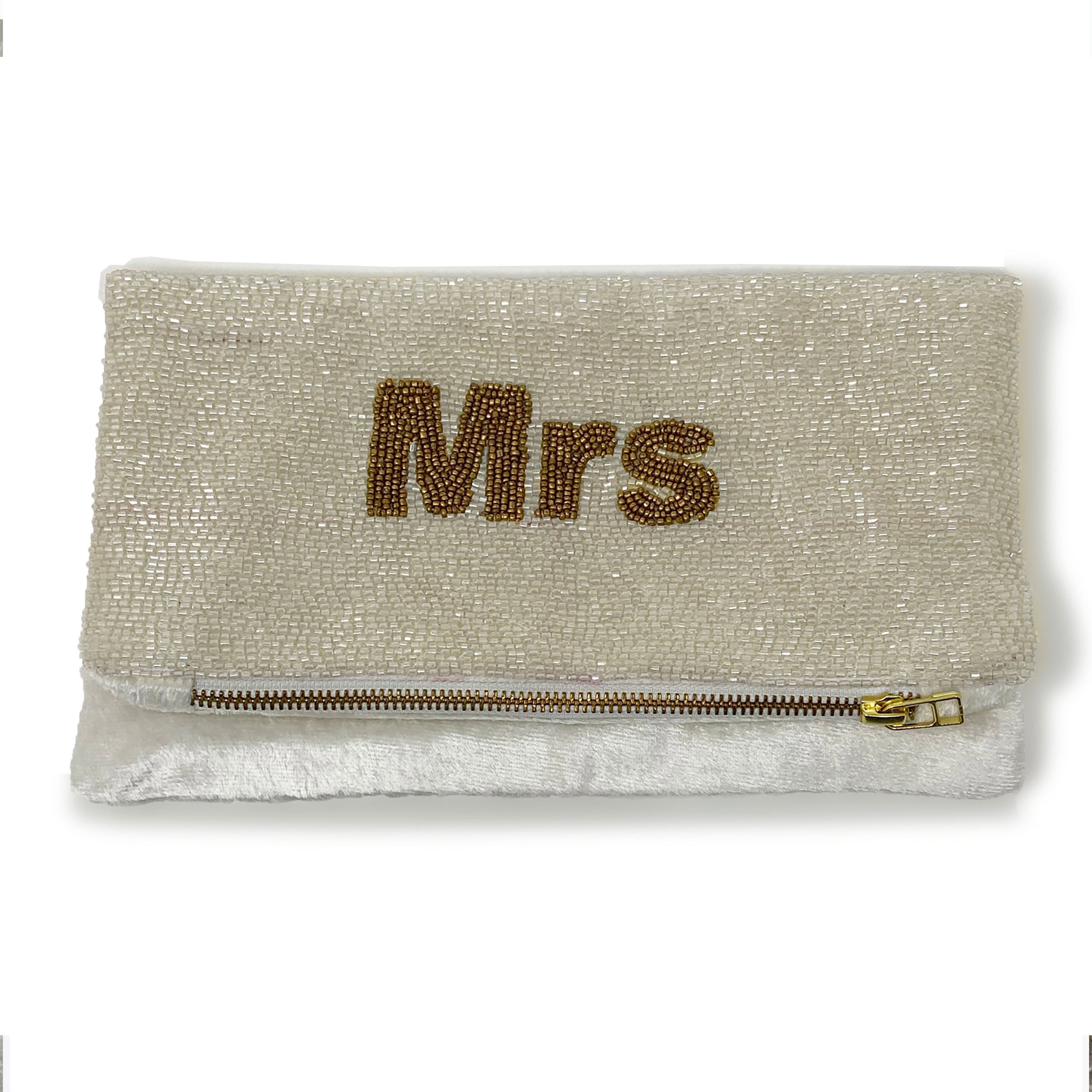 Mrs Ivory Beaded Velvet Bag