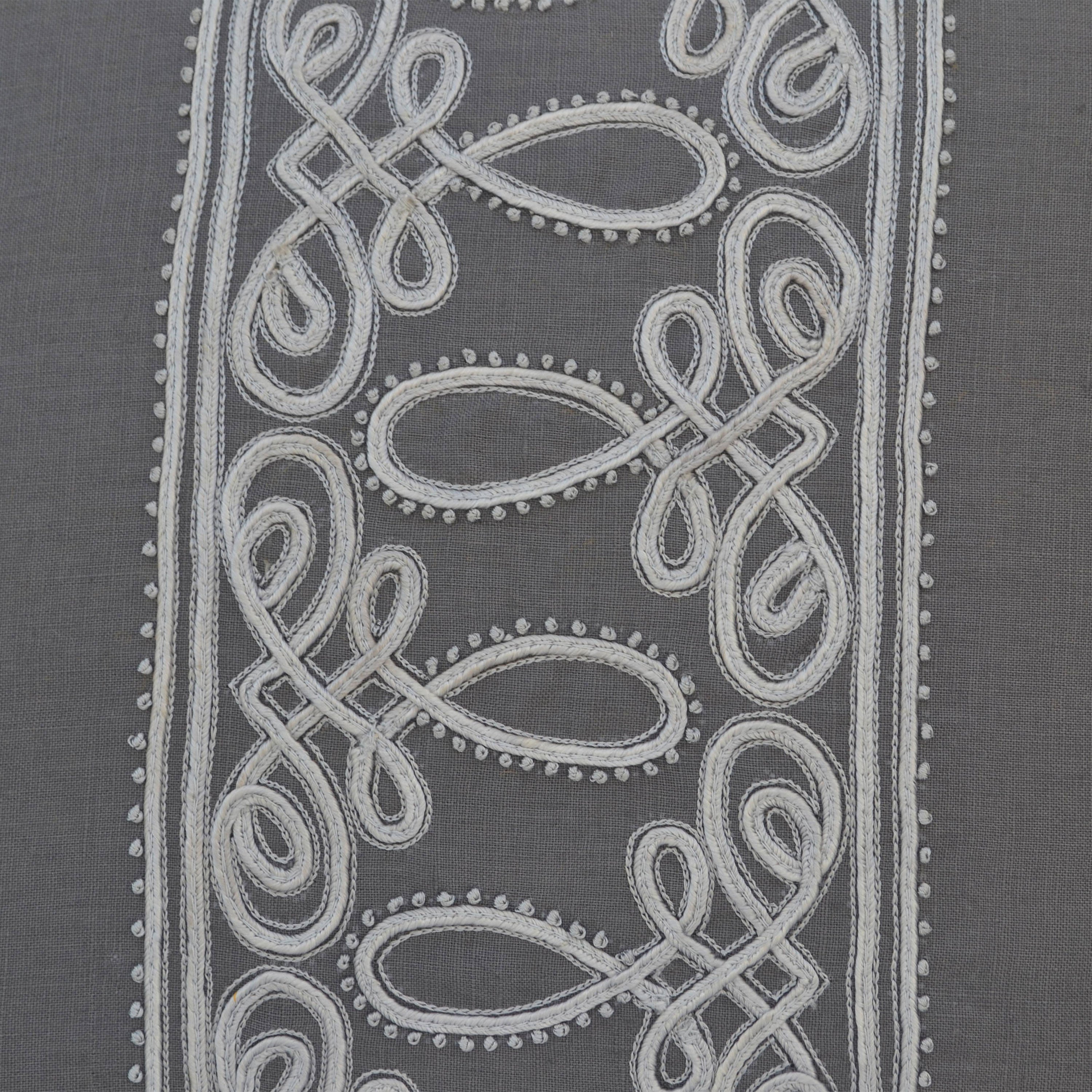 French, Cord Embroidery Gray Linen Pillow Case, Decorative Throw Pillow Cover, Cushion Cover