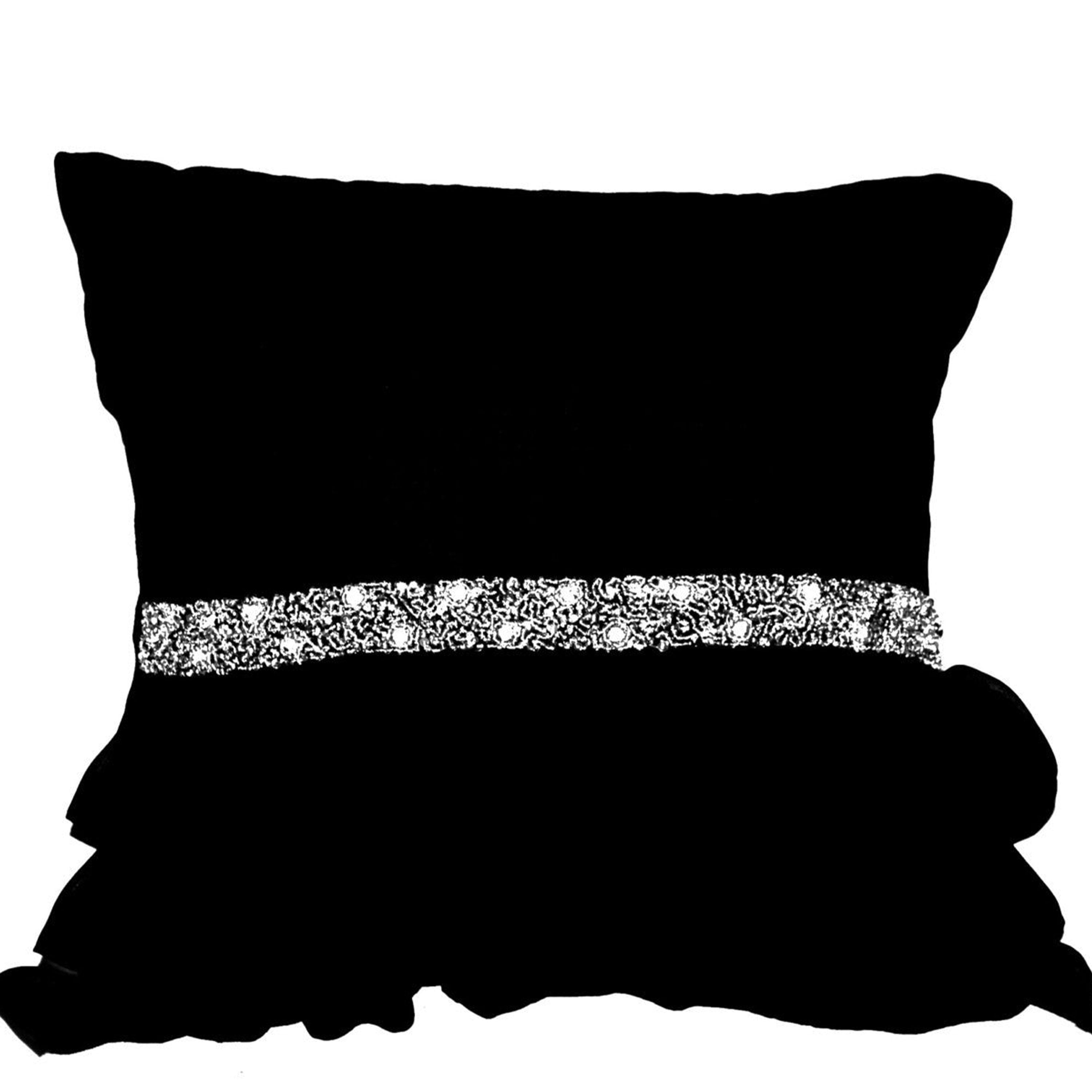 Elegant Black ruffled sequin throw pillow - 16X16 Decorative Pillow - Black cushion cover - Gift Pillow