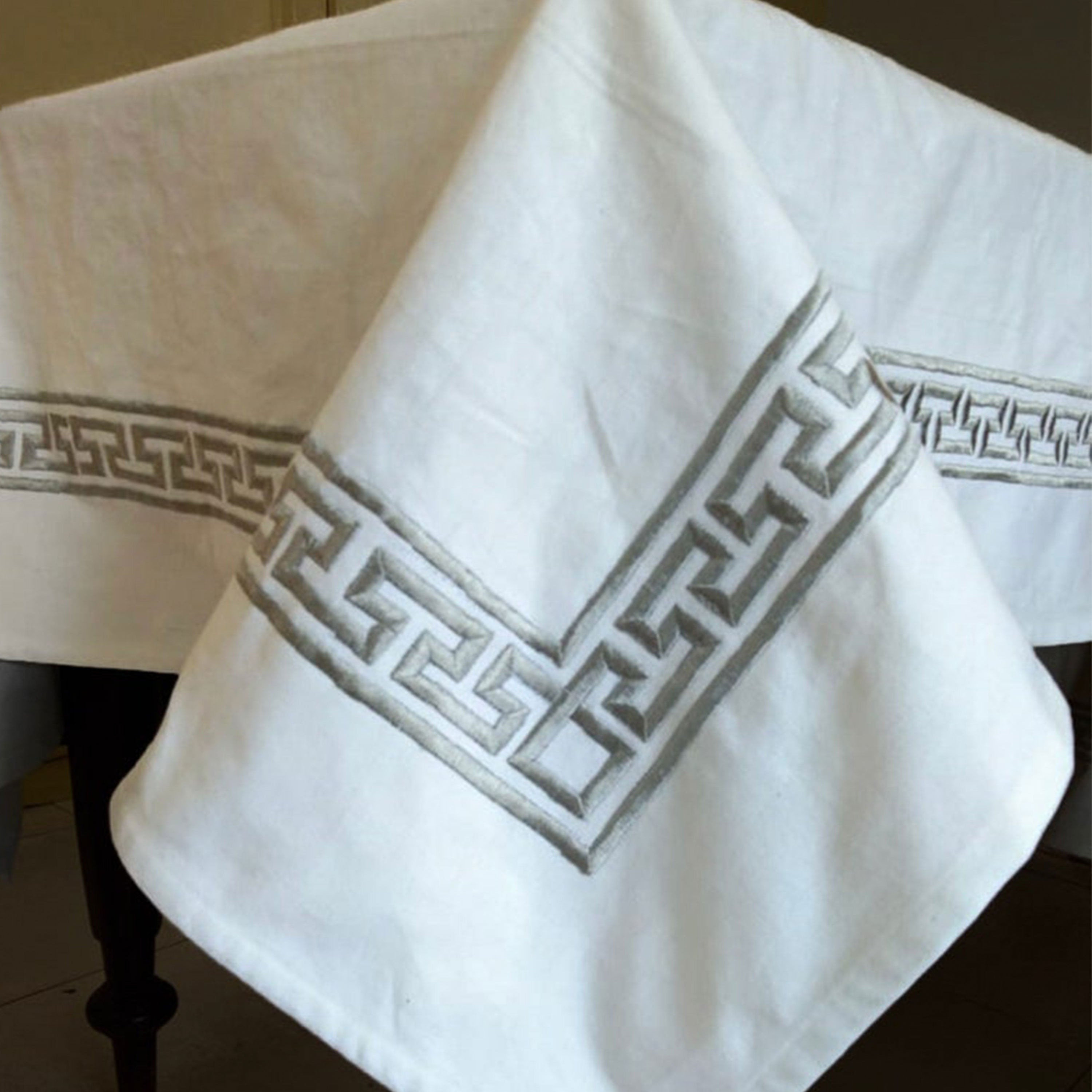 Shop online for handmade cotton table linens with Greek Key pattern