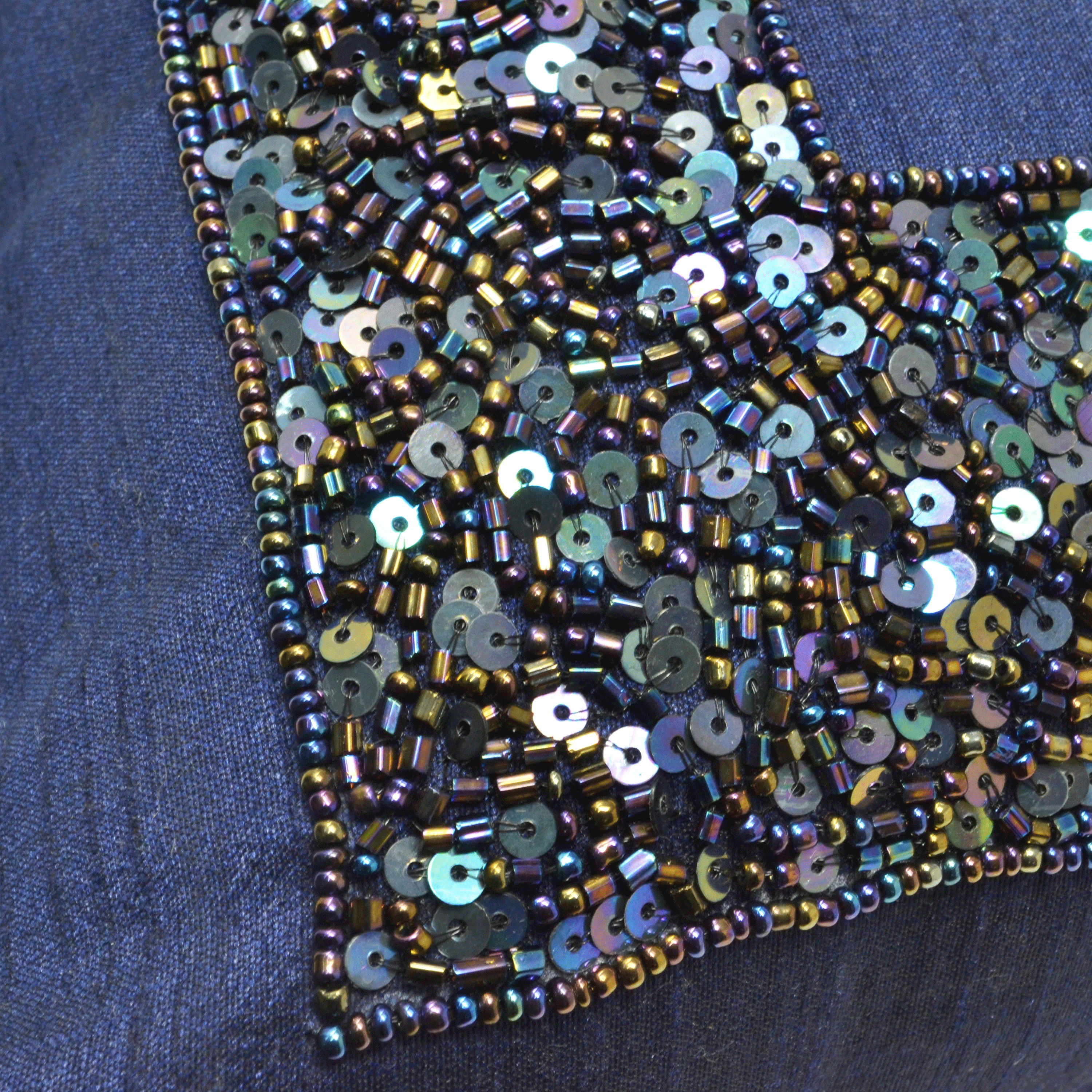 Navy Blue Sequin Frame Pillow Cover