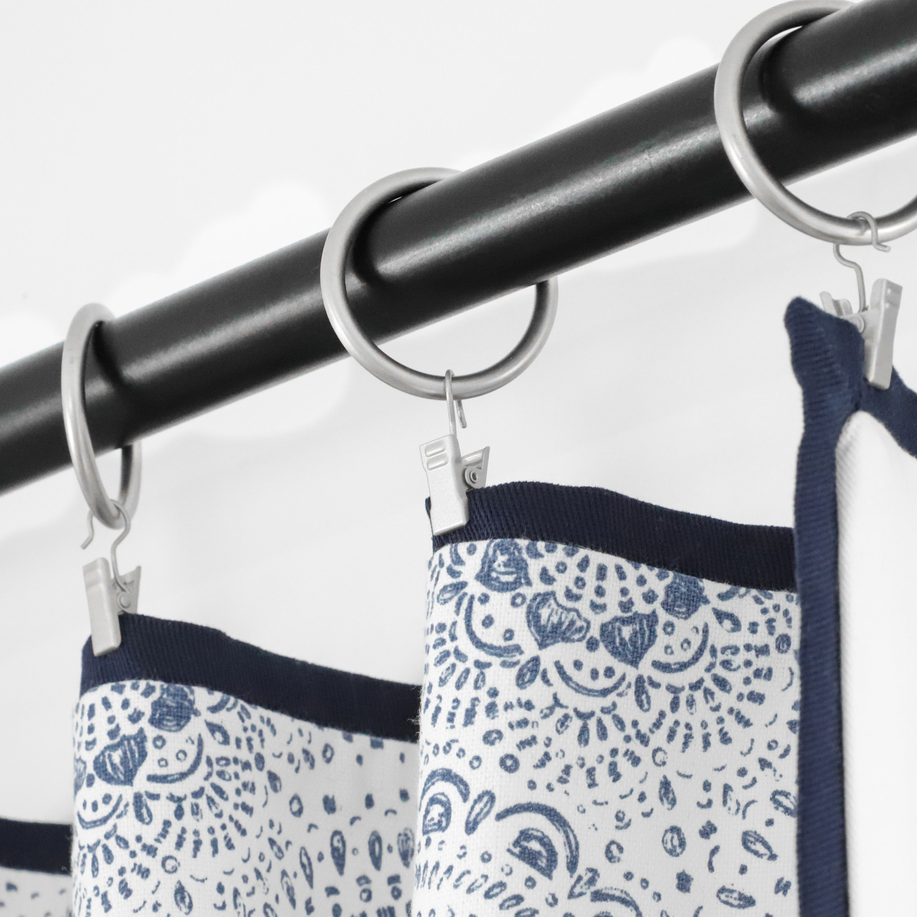 "Bespoke 100% cotton curtain with paisley pattern, basket weave fabric, and customizable trim for a stylish, high-quality finish."