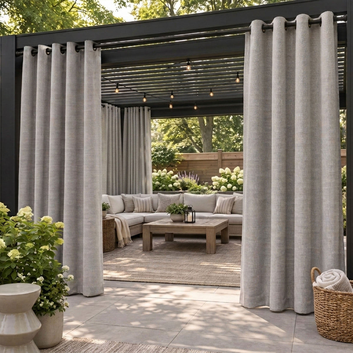 300GSM Outdoor Waterproof Curtains, Custom Weatherproof Drape, Gazebo Pergola Patio Backyard Drapery