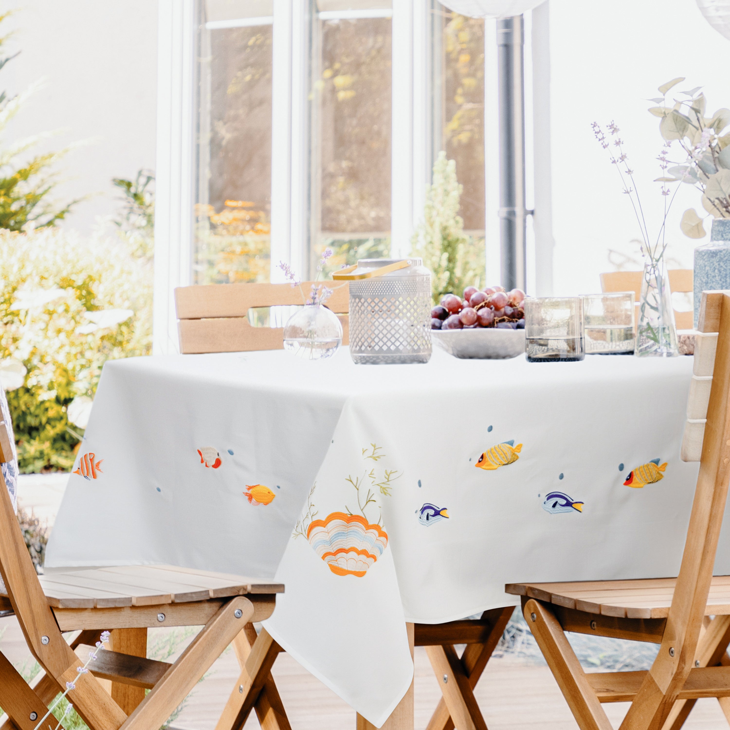 Coastal Ocean Theme Cotton Blend Table Linen