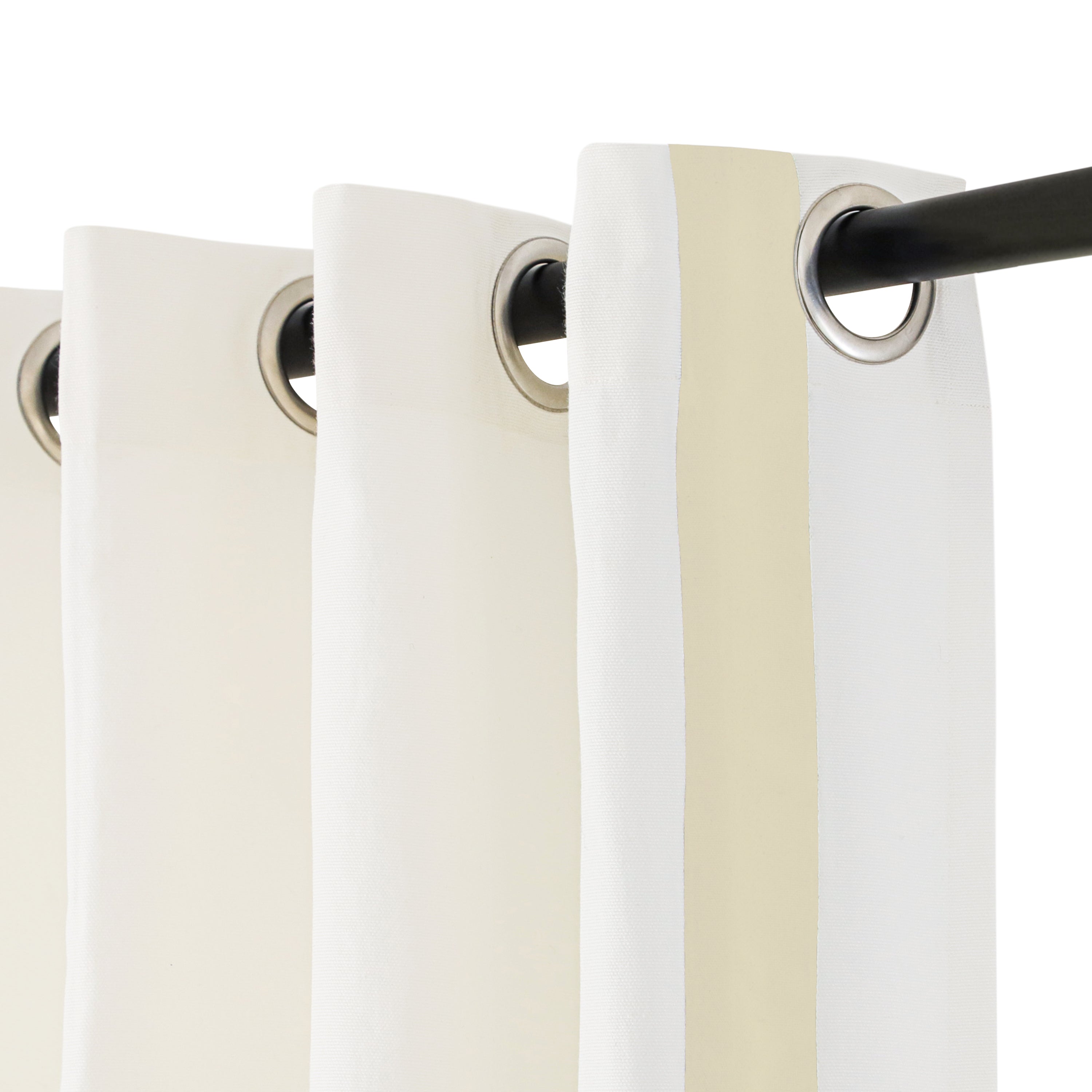 Ivory Cotton Shower Curtain with Beige Trim | Custom Extra Long or Extra Wide Shower Curtains