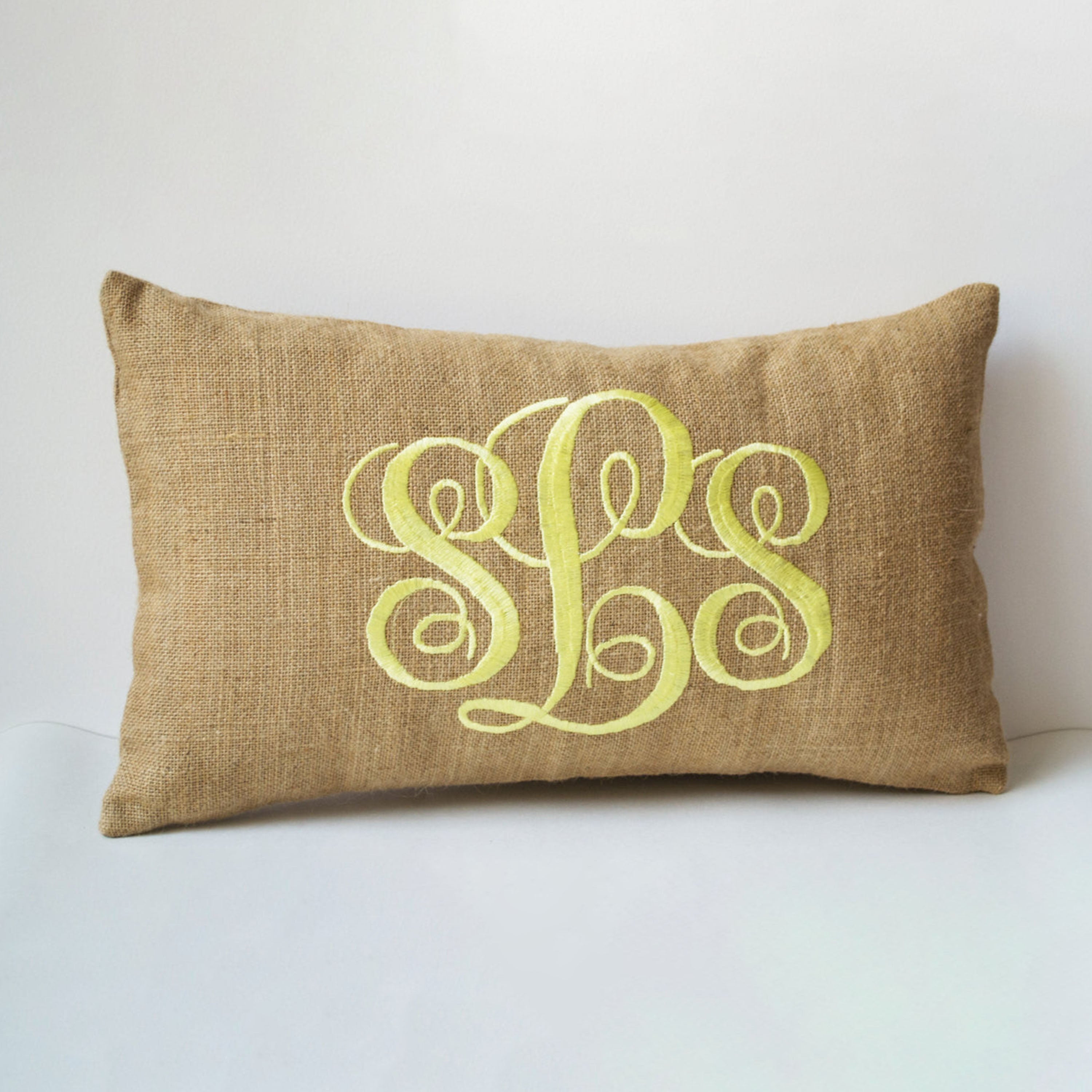 Cursive Three Letters Monogram Pillows Initial Cushion Wedding Pillow