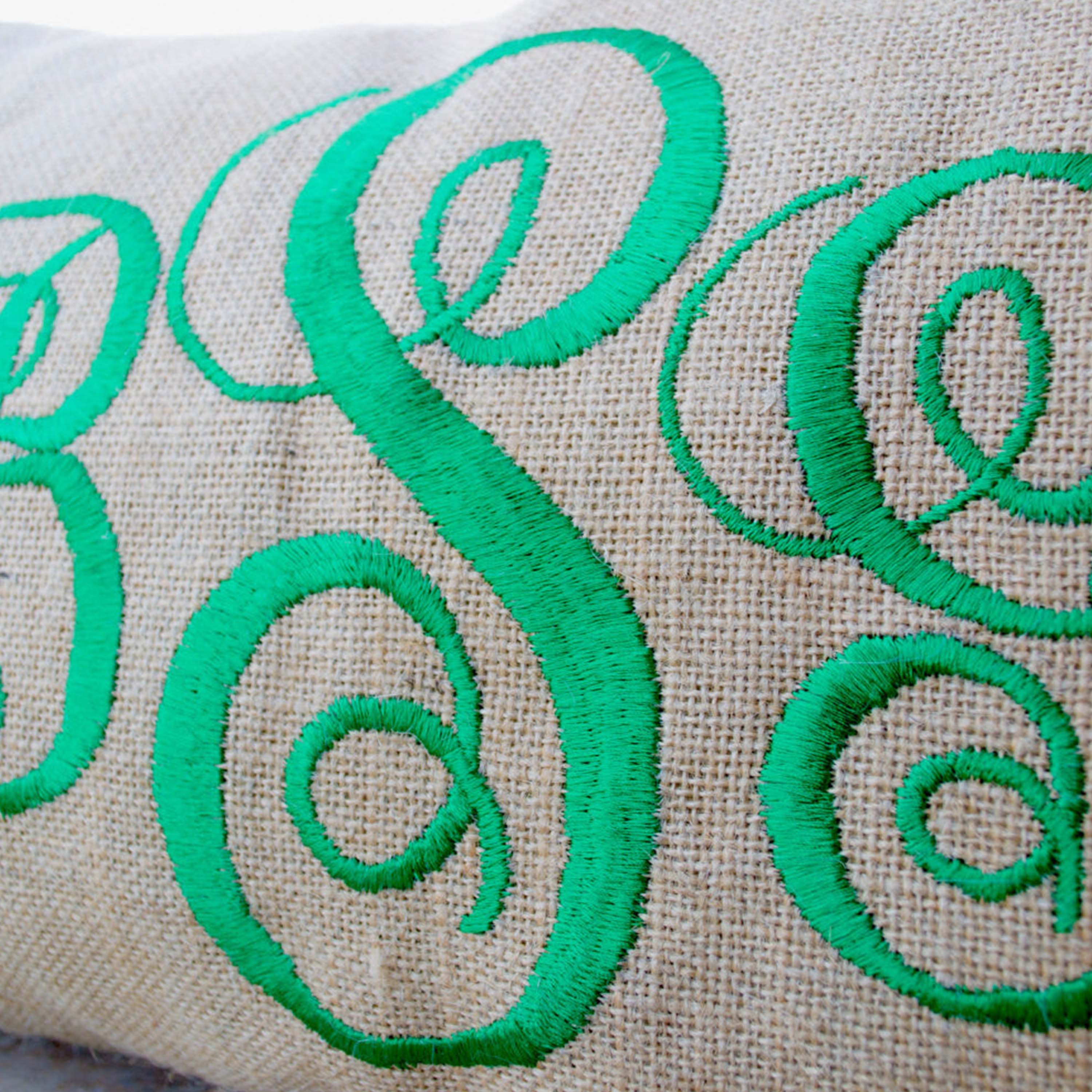 Custom Lumbar Pillow Case Cursive Three Letter Monogram Gift