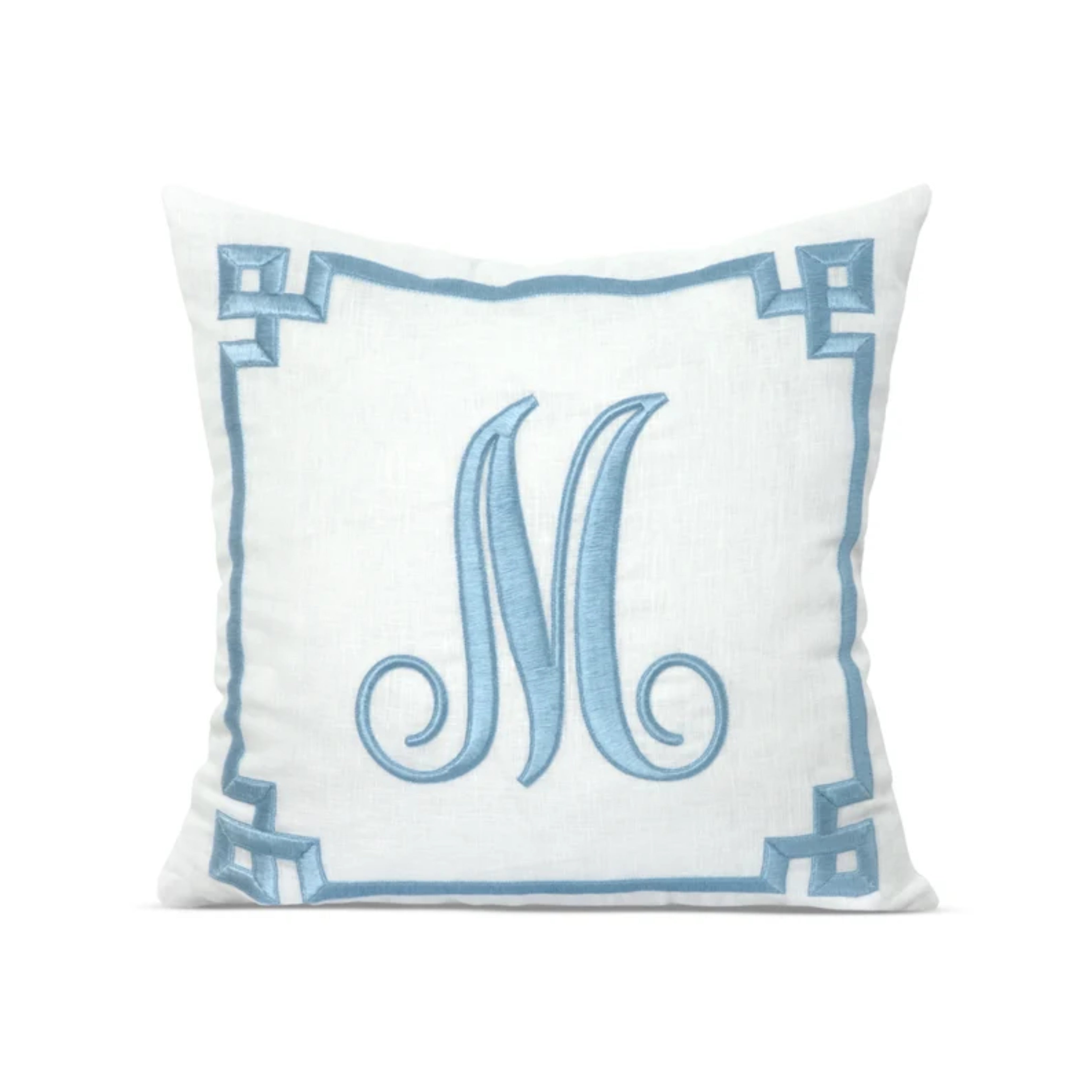 Monogrammed Greek Key Linen Pillow Case