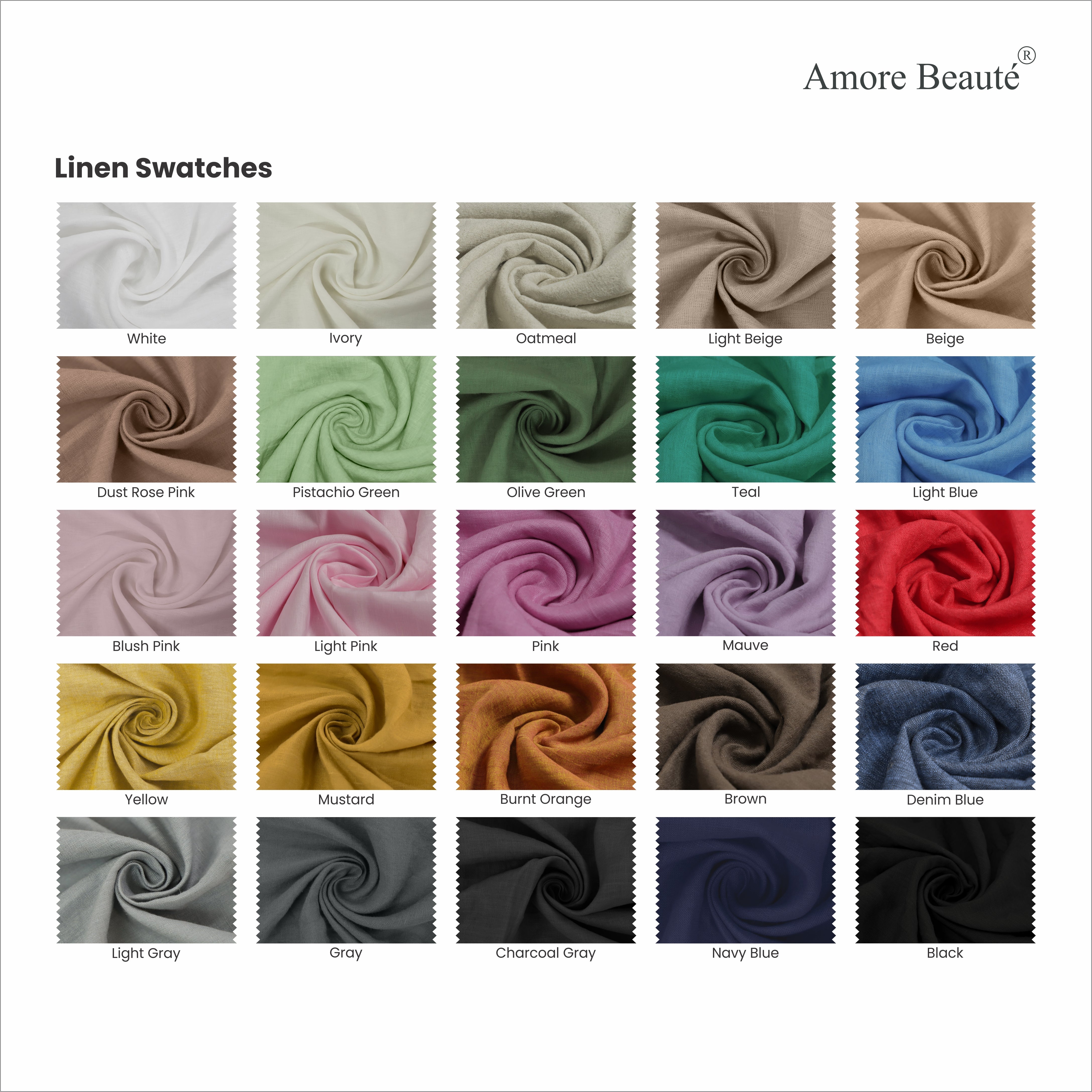 Available linen colors for the custom made quilt