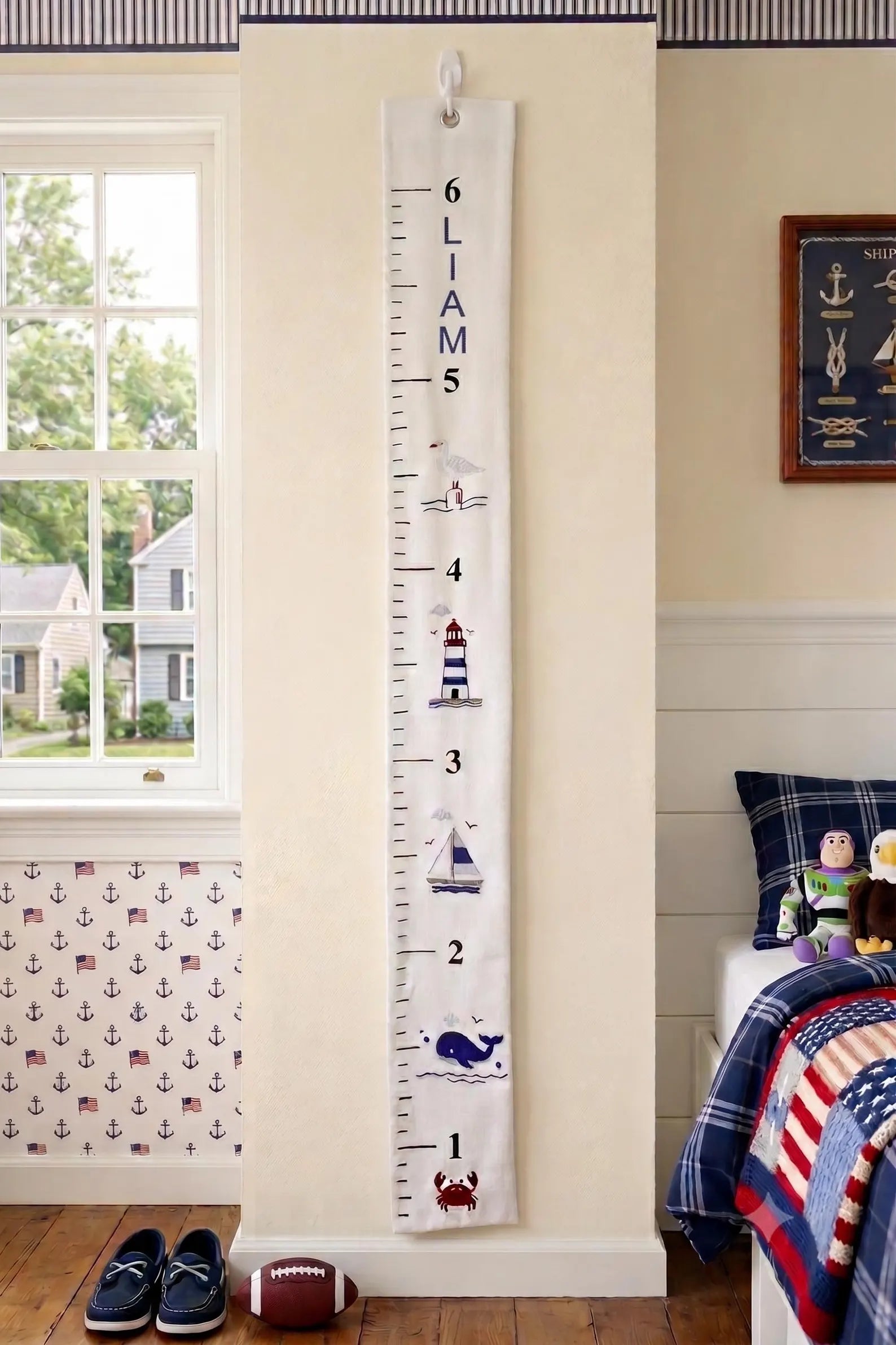 Nautical Growth Chart Personalised | Embroidered Baby Name Height Chart