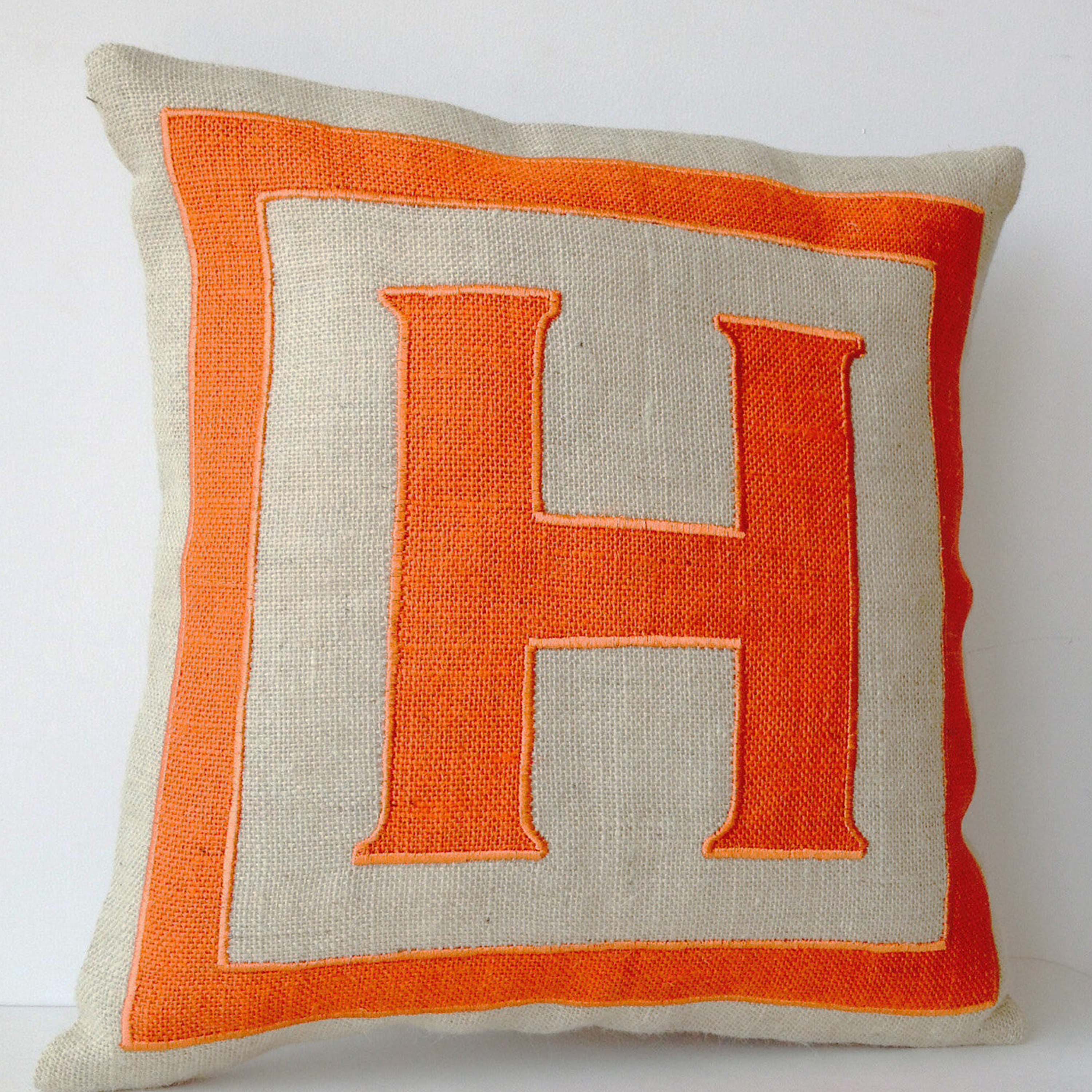 Personalized Monogram Throw Pillow With Large Letter And Border