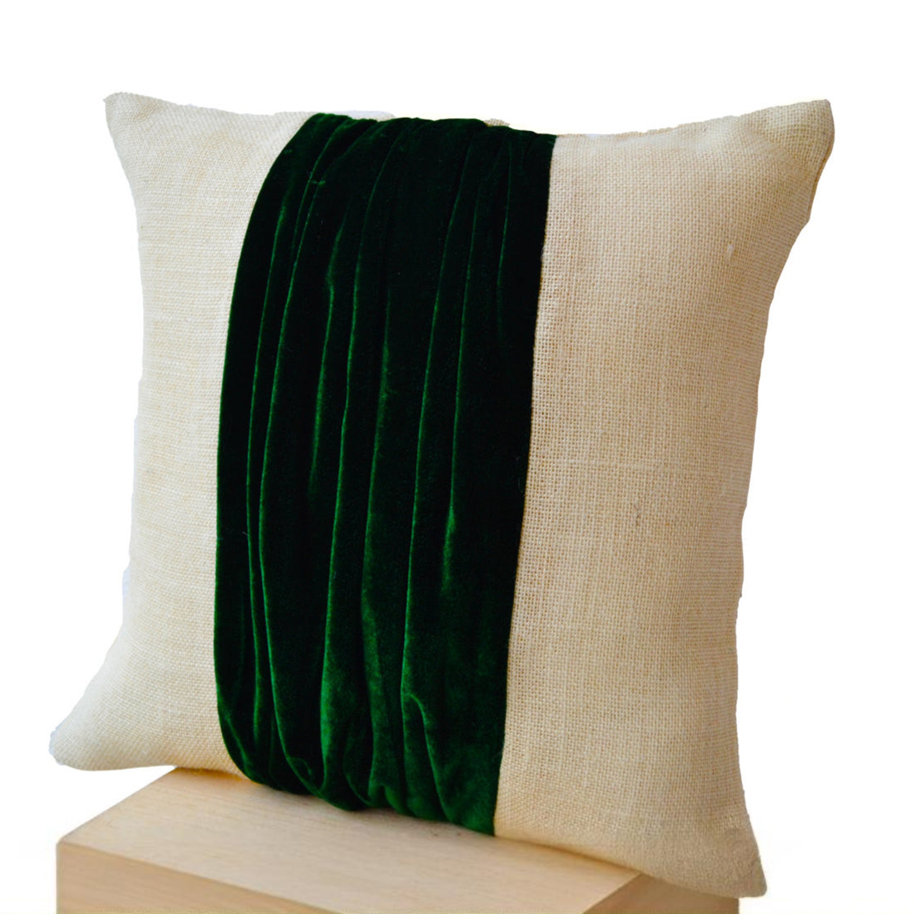 Pillow covers -Color Block Pillow -Burlap Color Block Pillow -Navy Blue Velvet Color Block Cushion -Decorative Throw Pillows -24x24 -Gift