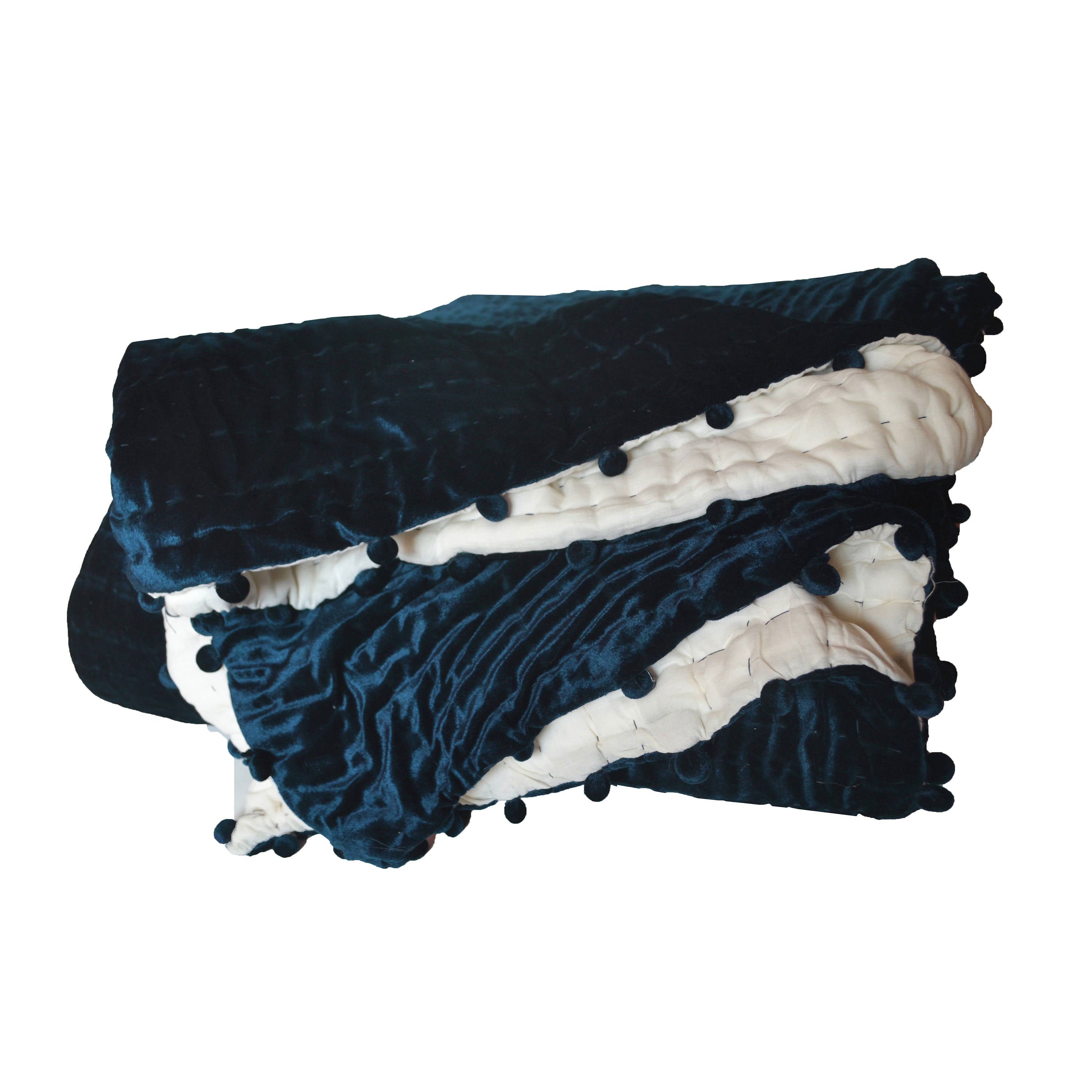 Traditional handcrafted quilt features solid ivory cotton backing and soft cotton batting. Machine washable on a gentle cycle for easy care.