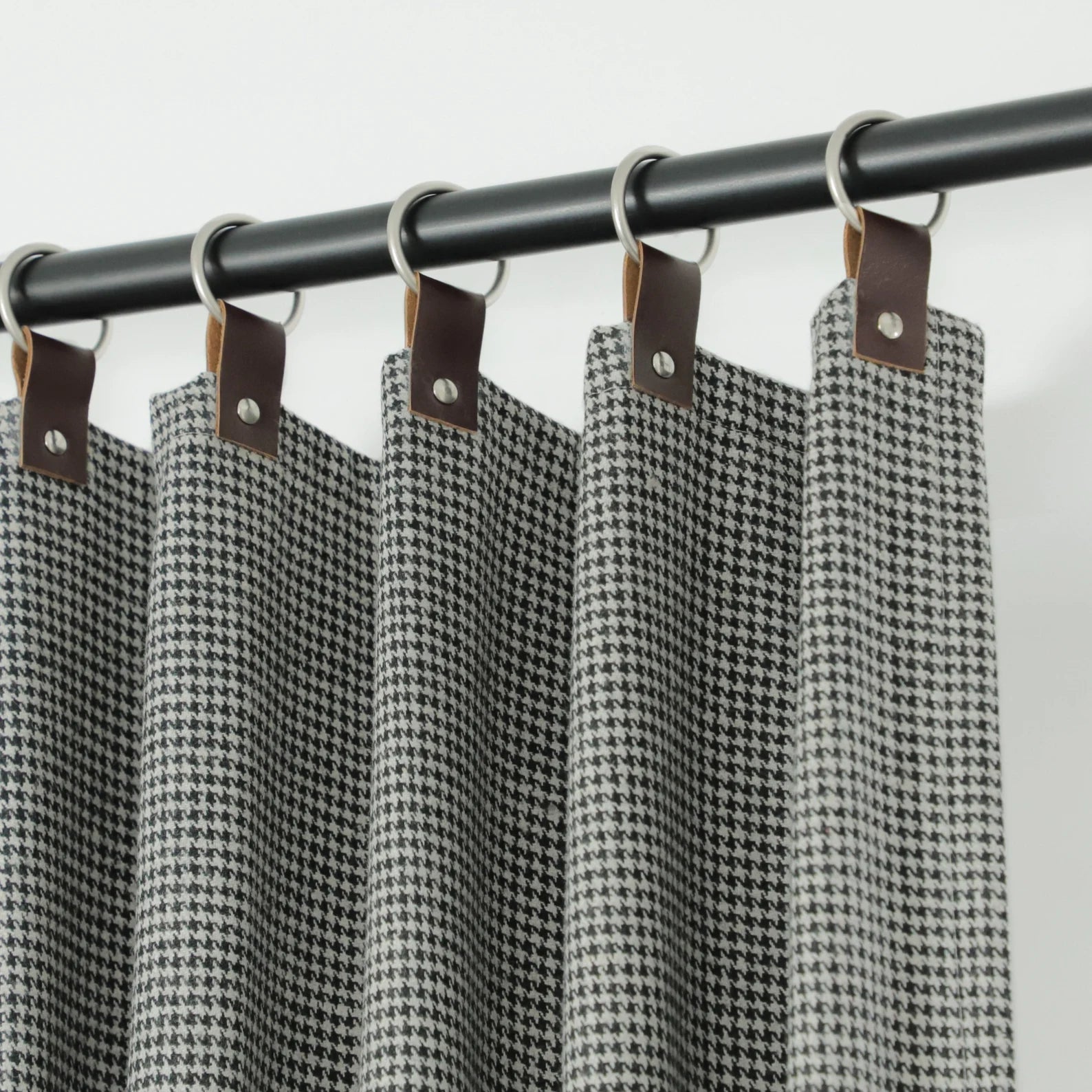 Custom listing for an order of 18 black and light grey houndstooth wool curtains