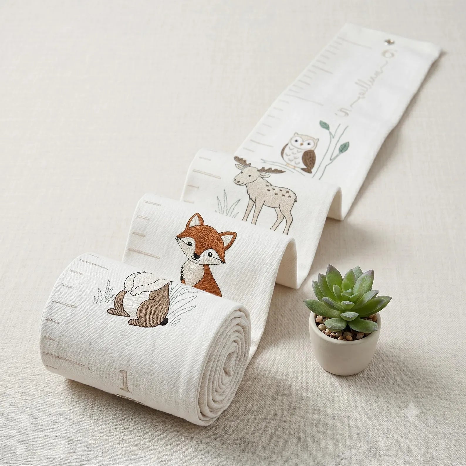 Personalized Woodland Growth Chart | Embroidered Canvas Height Chart for Boys & Girls