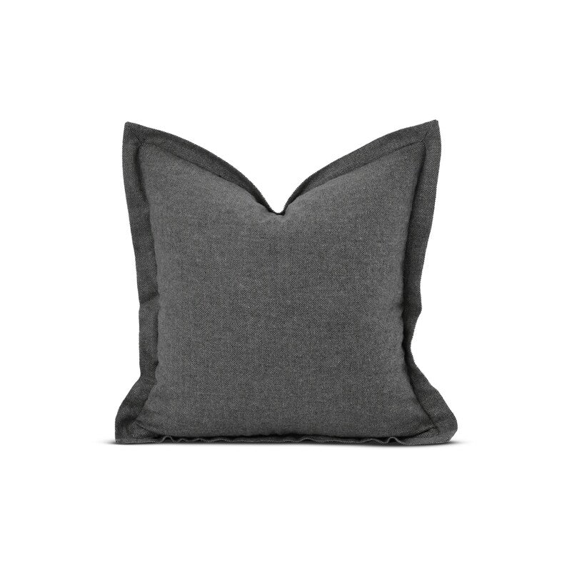 Grey Chevron Wool Pillow Cover With Flange and Welt