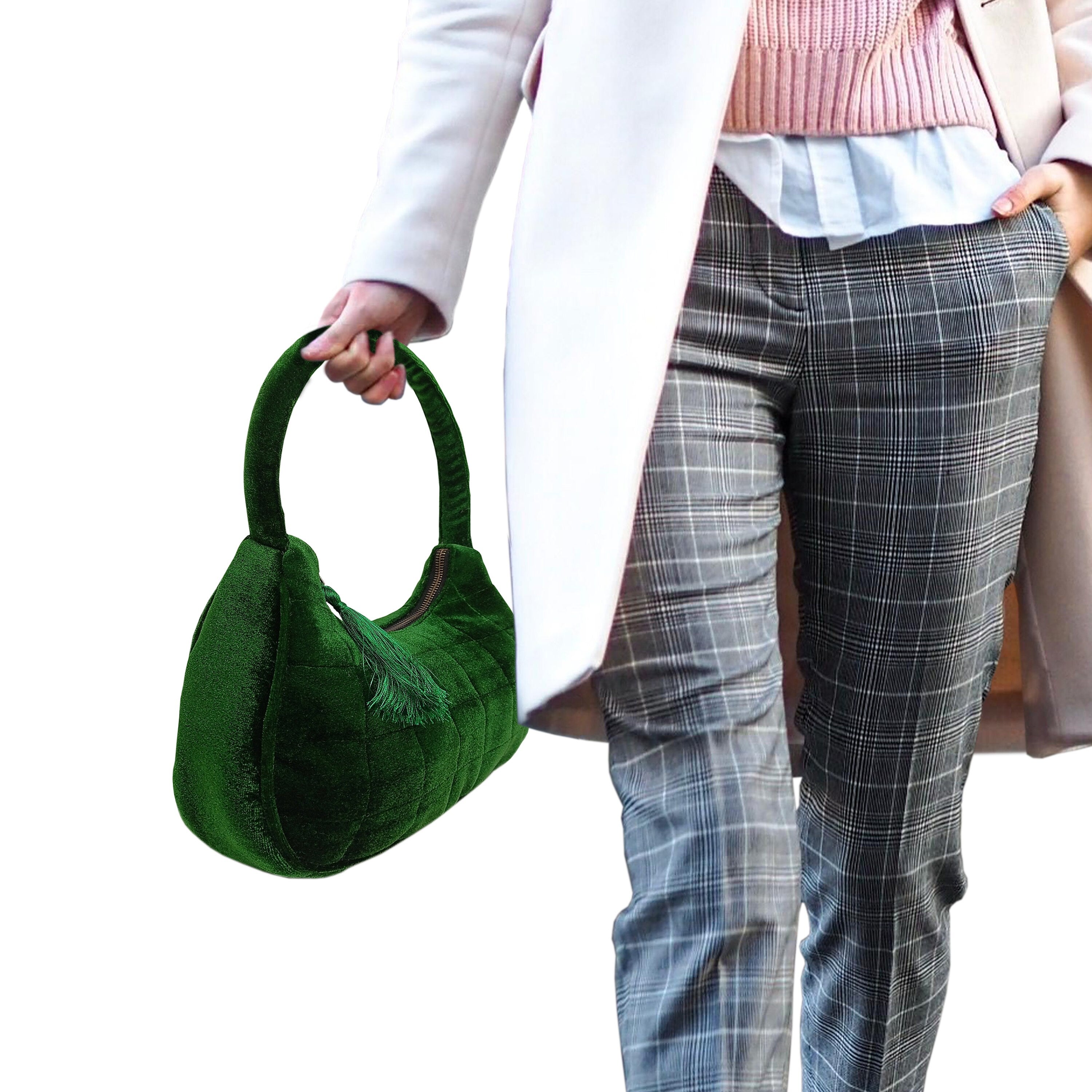 Emerald Velvet Evening Purse – Quilted Party Clutch