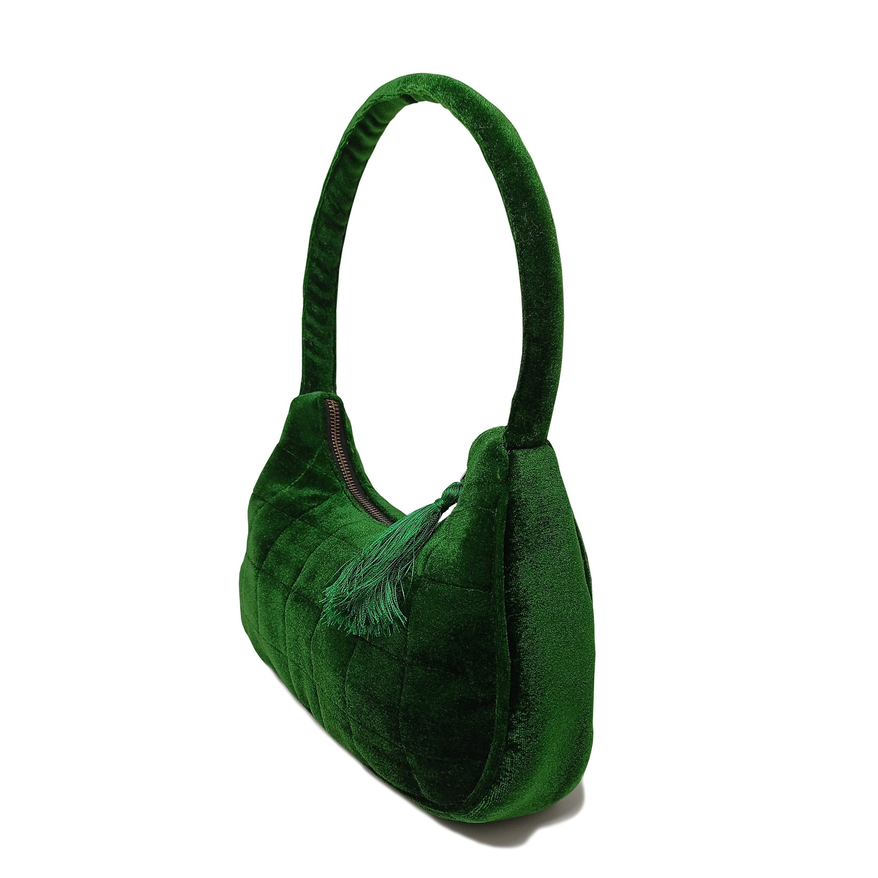 Emerald Velvet Evening Purse – Quilted Party Clutch