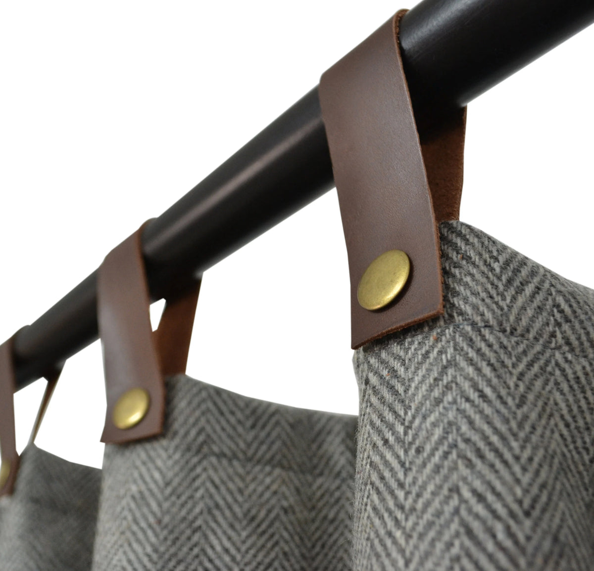Chevron UV Protection Curtains With Leather Tabs