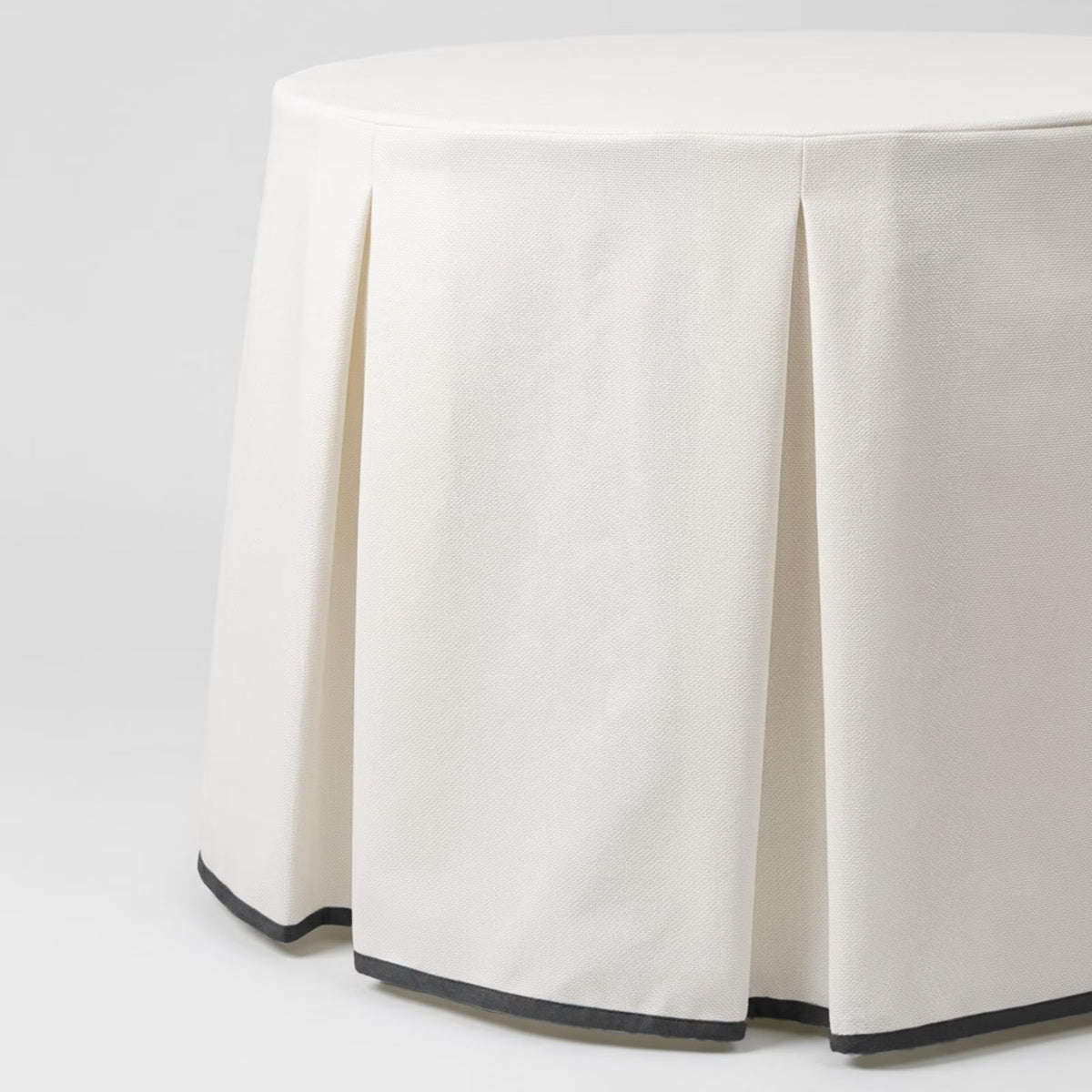 Box Pleat Table Skirt With Pleated Trim Edge