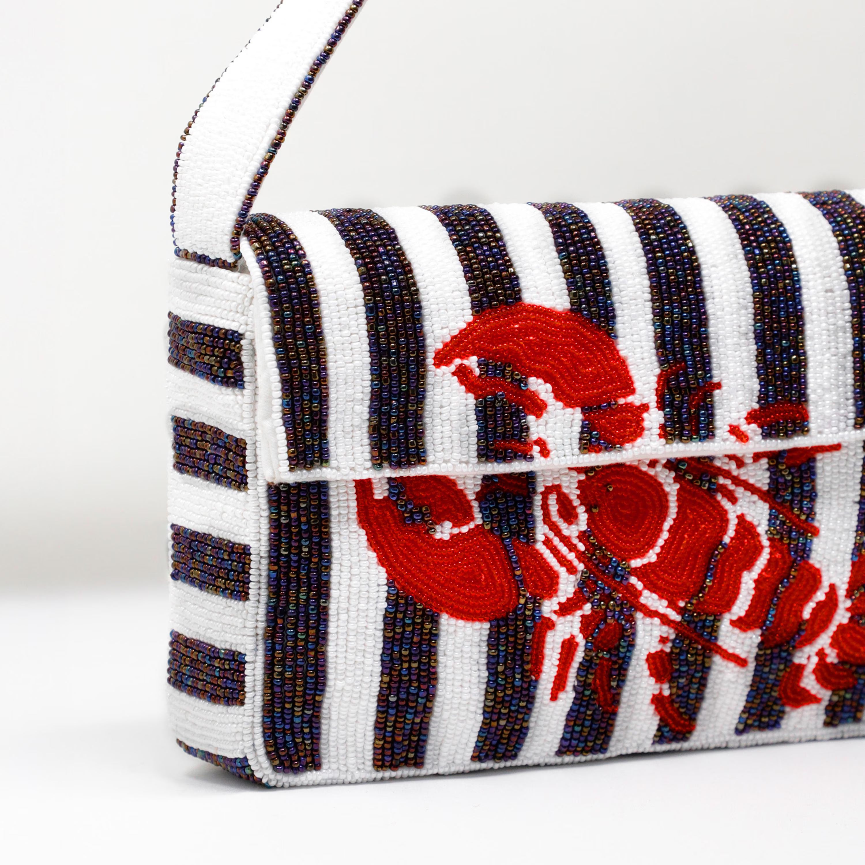 Handmade Beaded Lobster Clutch Purse, Luxury Evening Bag