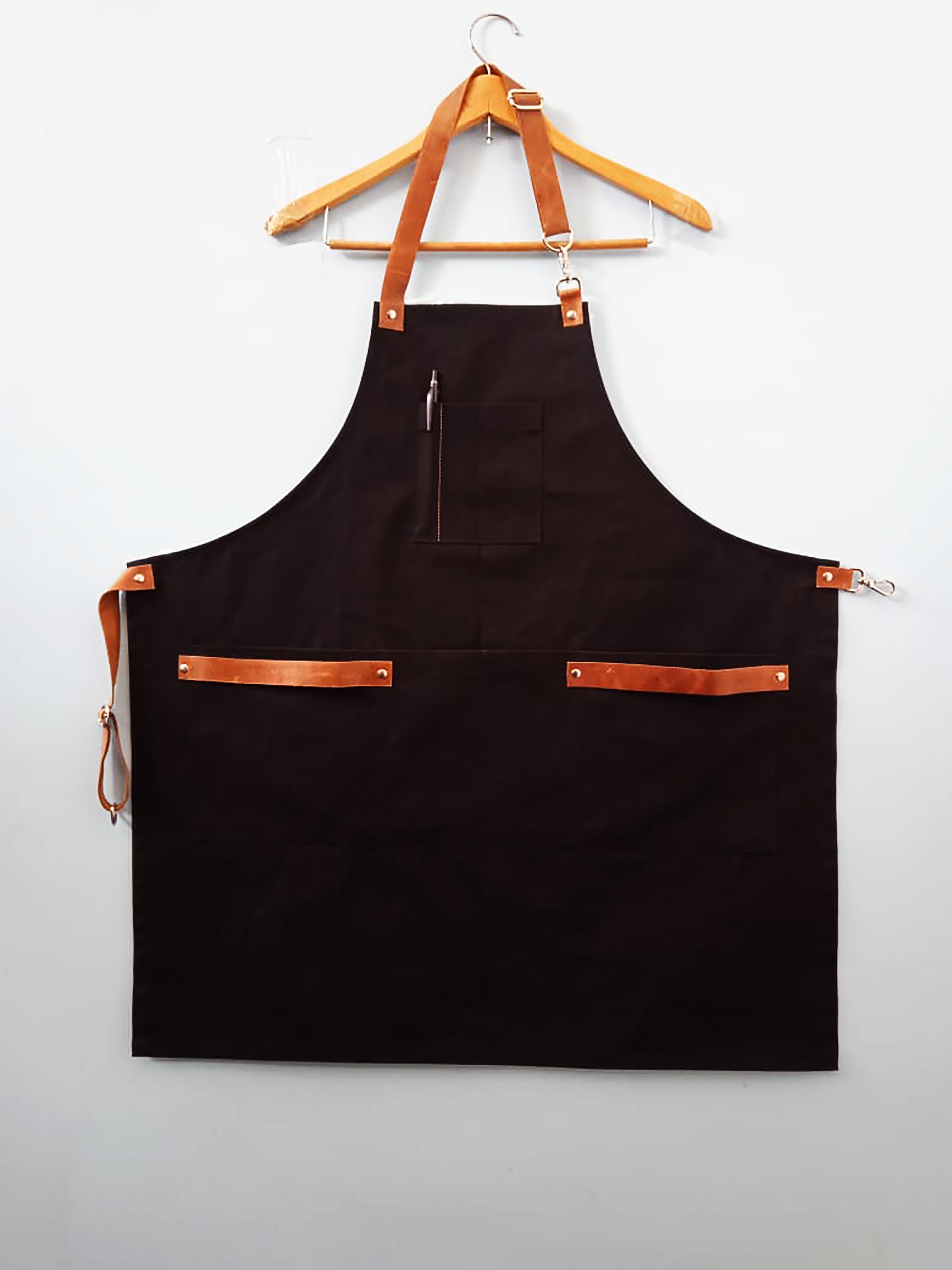 Cooking Apron With Adjustable Removeable Leather Straps