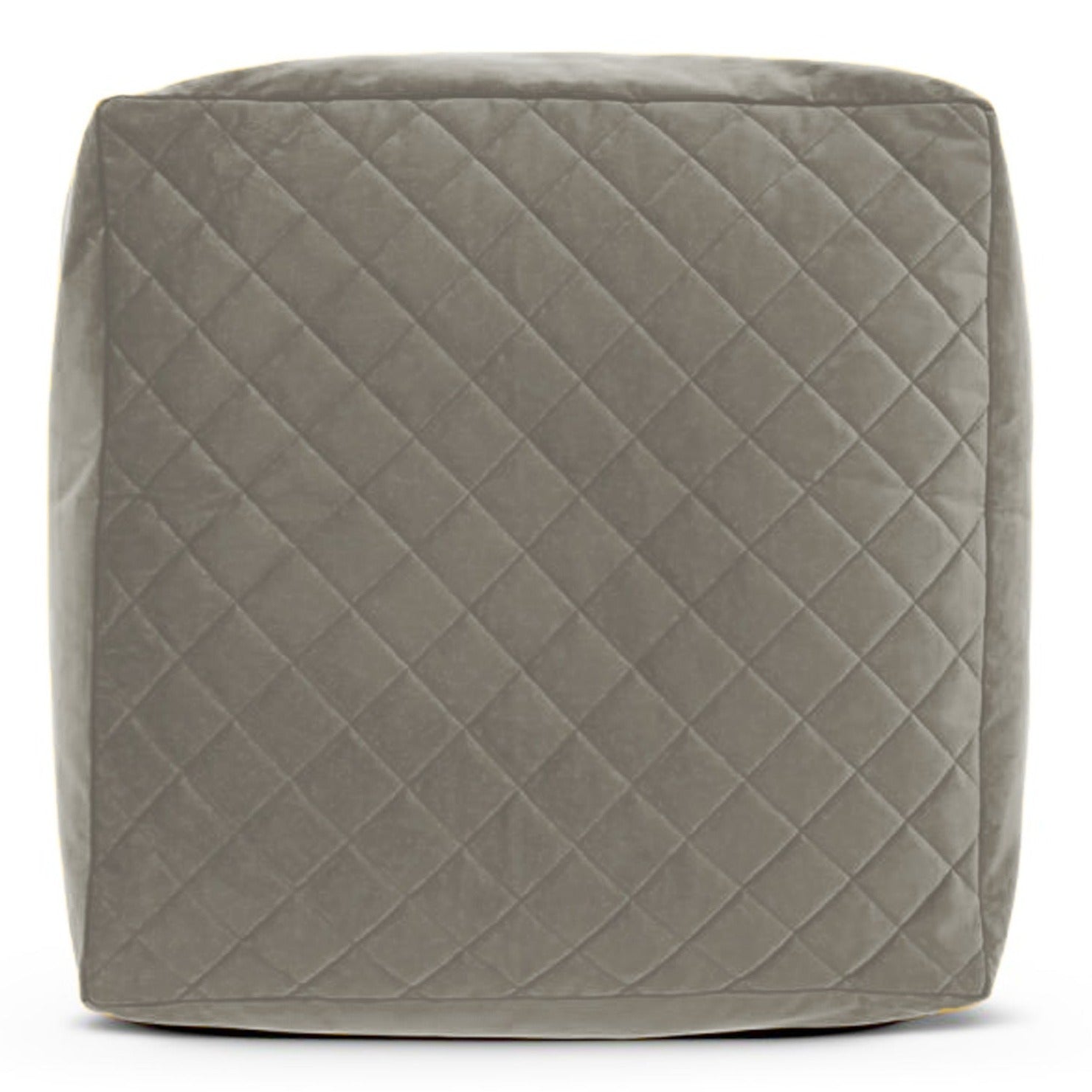 Amore Beaute pouf has a light gray felt bottom keep it stable.