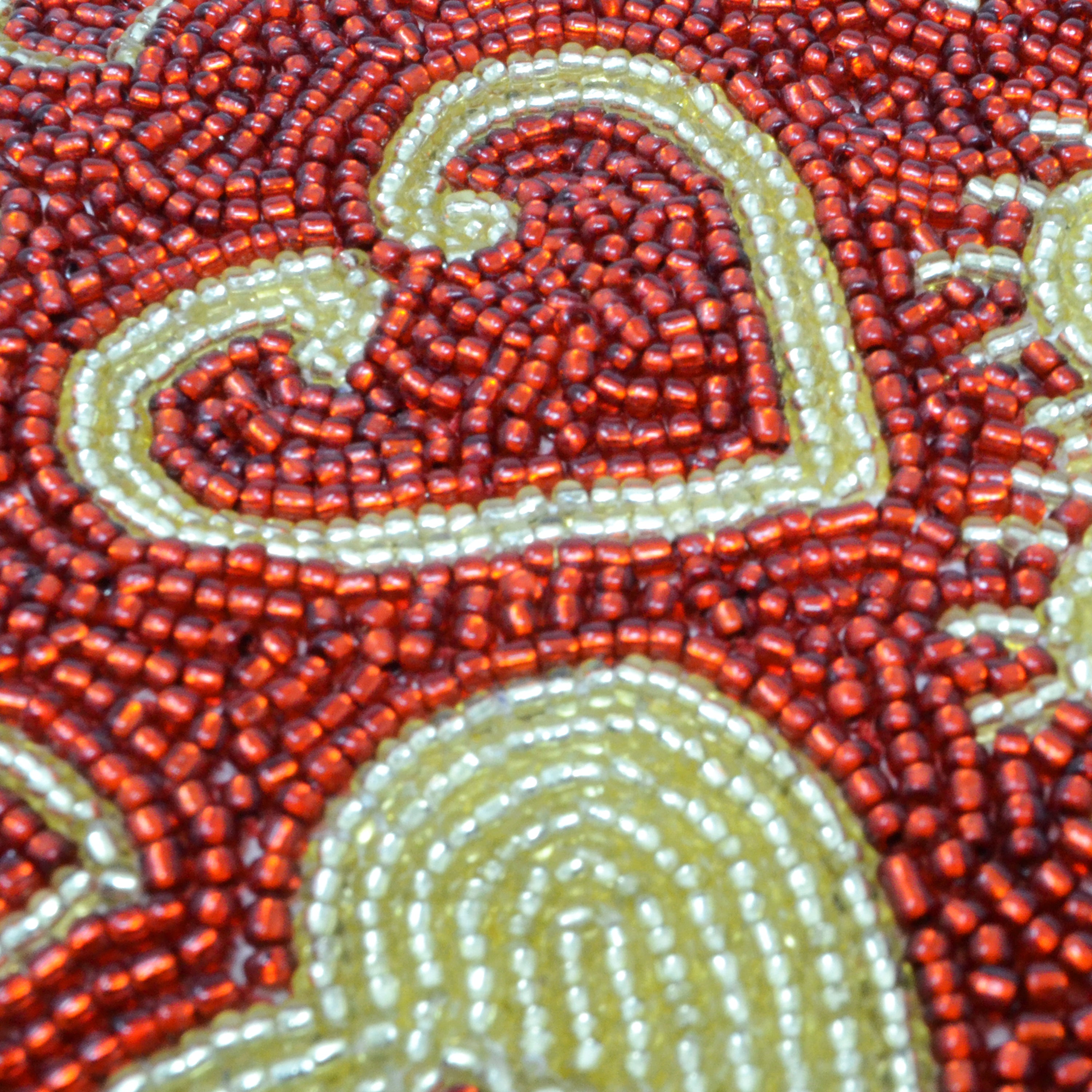 Red and Gold Heart Beaded Fold Over Clutch