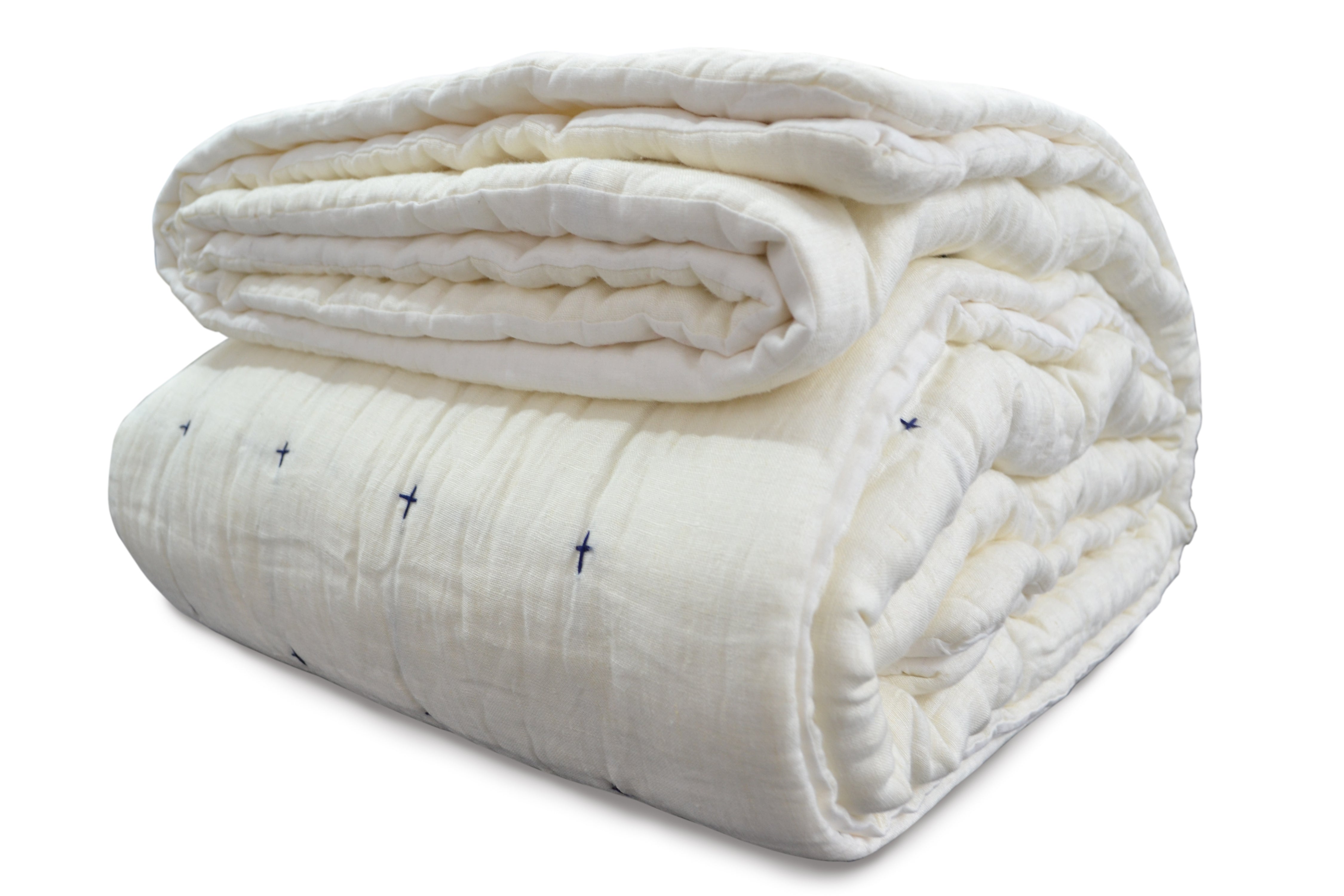 Handmade Lightweight Linen Quilt With Cotton Batting