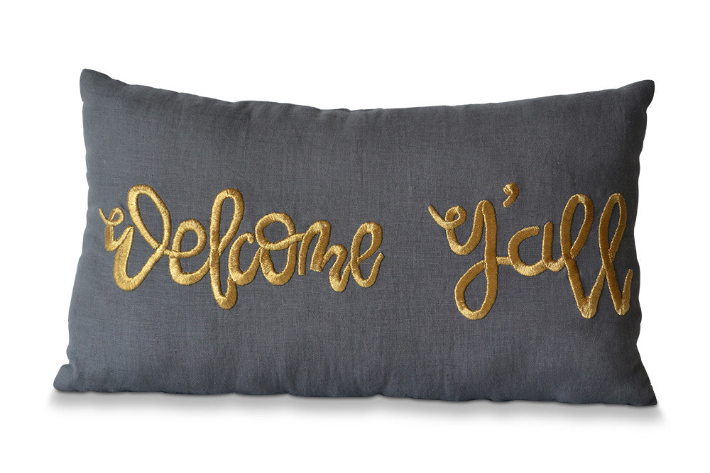Amore Beaute Welcome Y'all Decorative Southern Throw Pillow Cover -Housewarming Gift