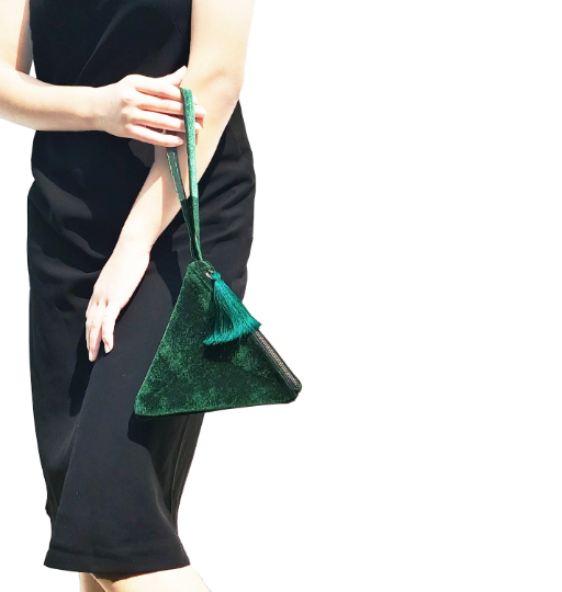 Triangle Velvet Purse Pyramid Handbag Evening Bag Gift For Her