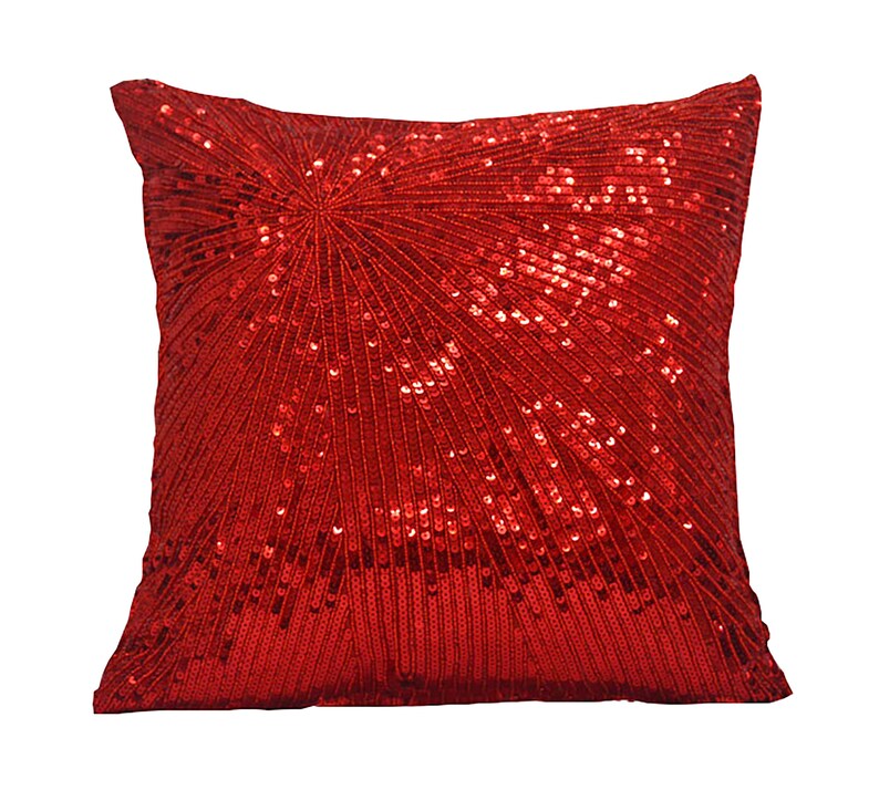 Amore Beaute Red Sequin Starburst Pillow Cover